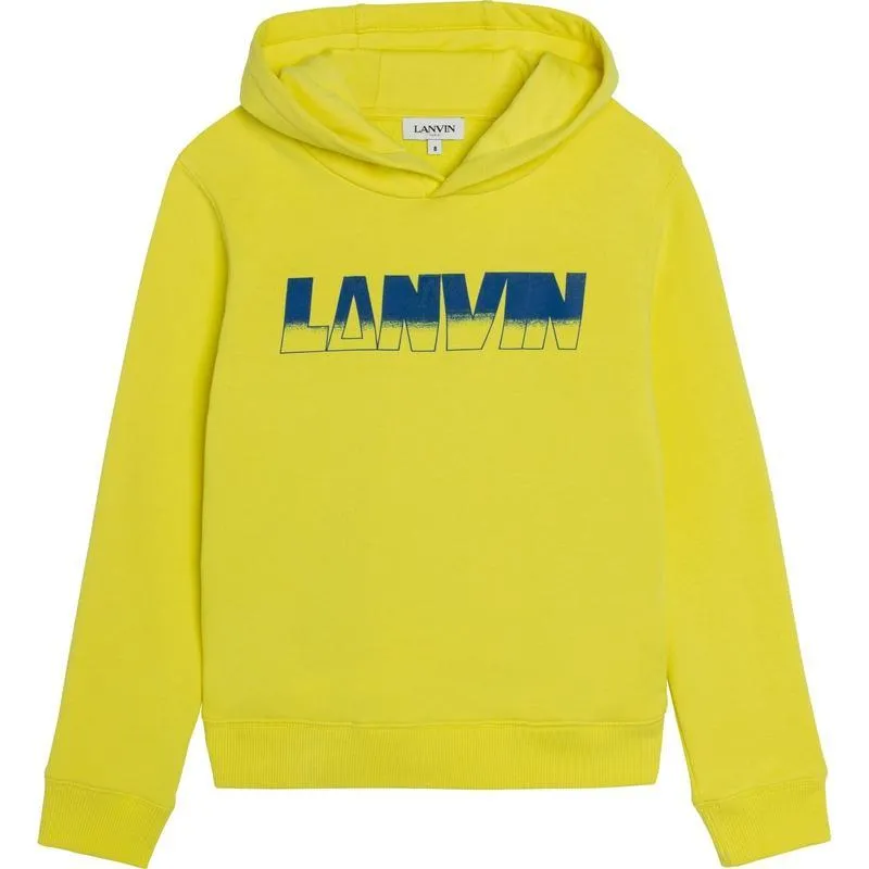 Pull à capuche jaune et bleu avec logo pour garçons