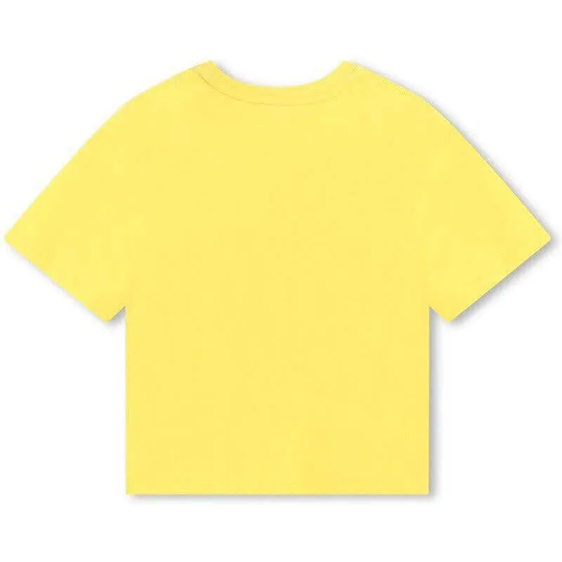 T-shirt à manches courtes jaune pour garçons avec motif en relief