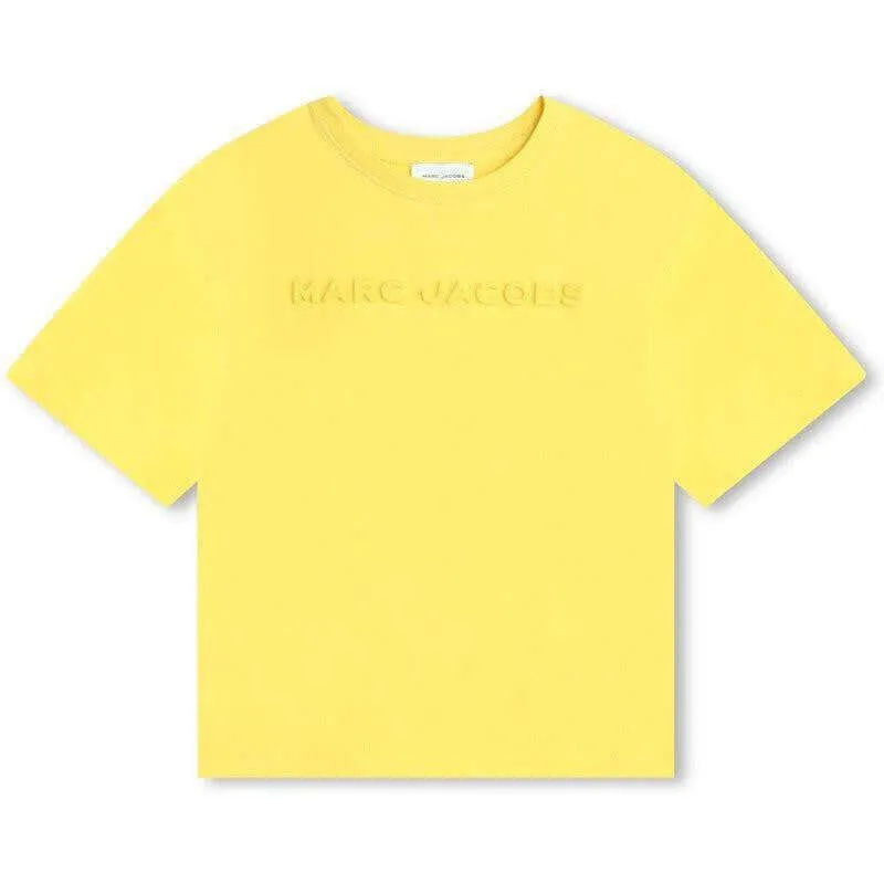 T-shirt à manches courtes jaune pour garçons avec motif en relief