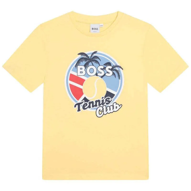 T-shirt à manches courtes jaune pour garçons du club de tennis