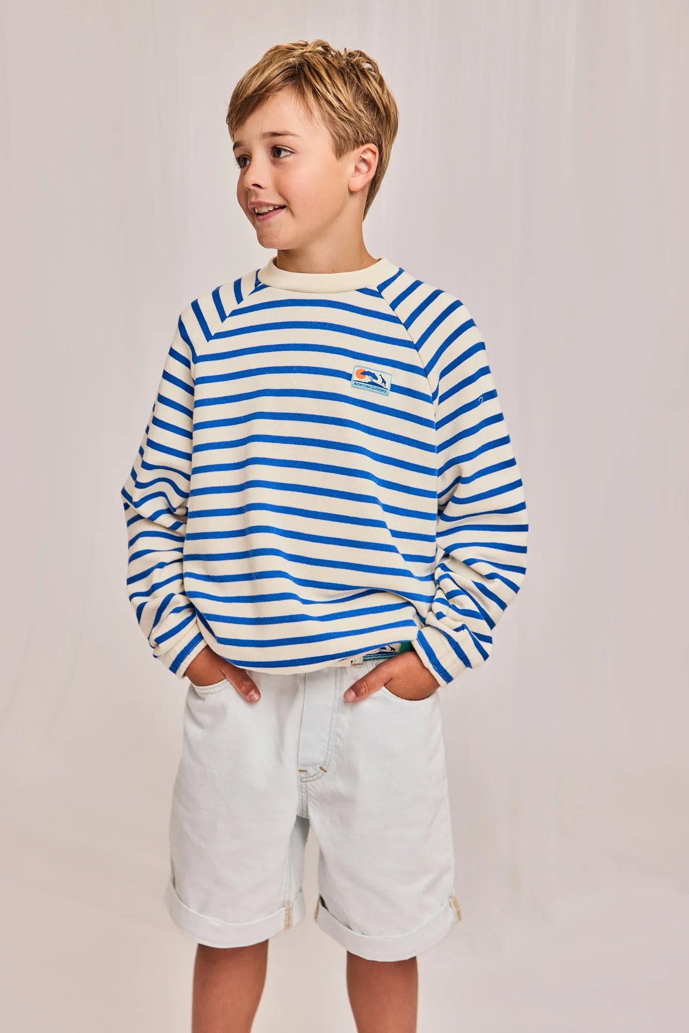pull brad rayé 000707 - bleu vif Ao76 Vêtements Garçons Filles