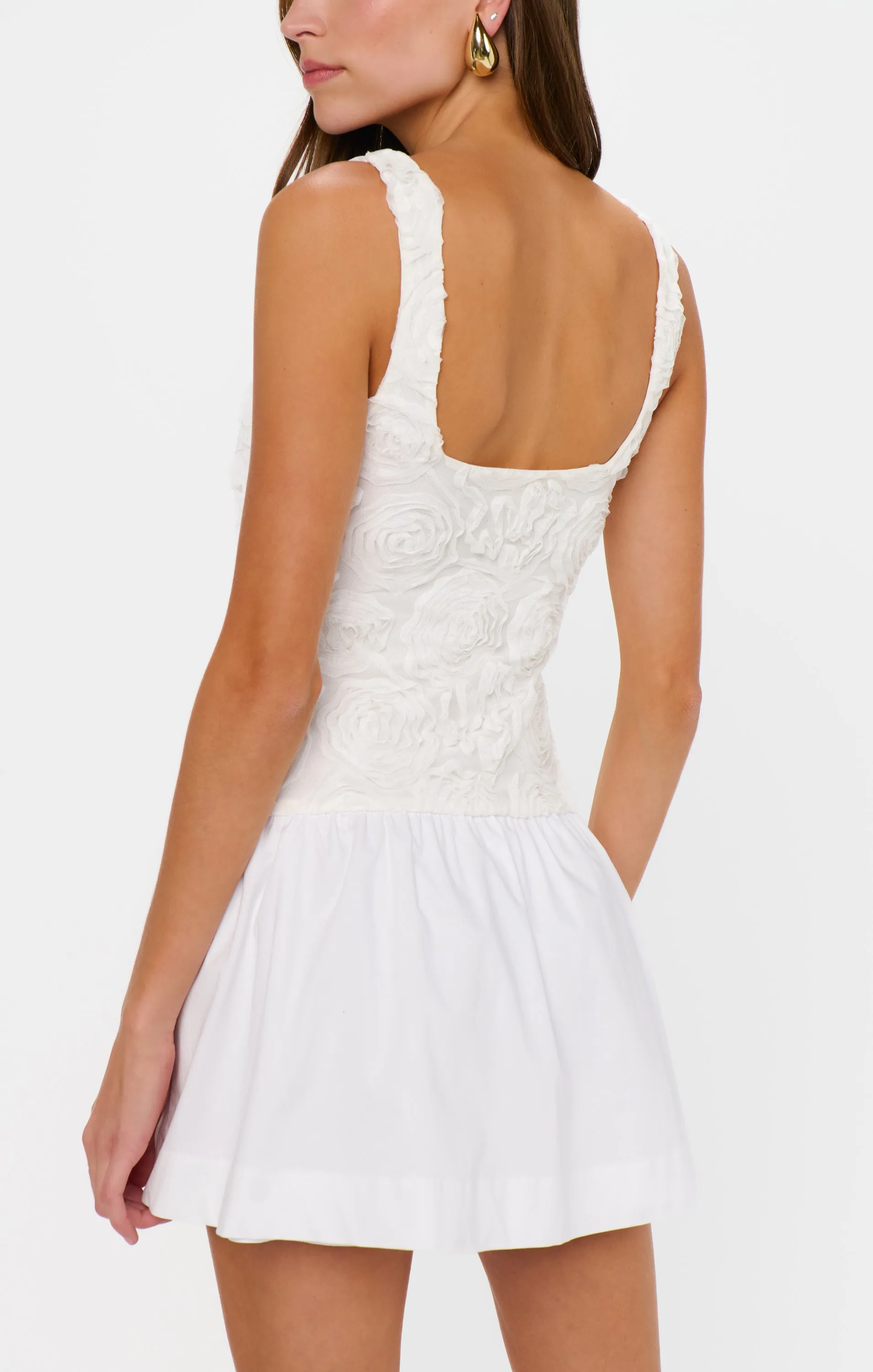 Robe courte Bradshaw ~ Tulle à rosette blanc