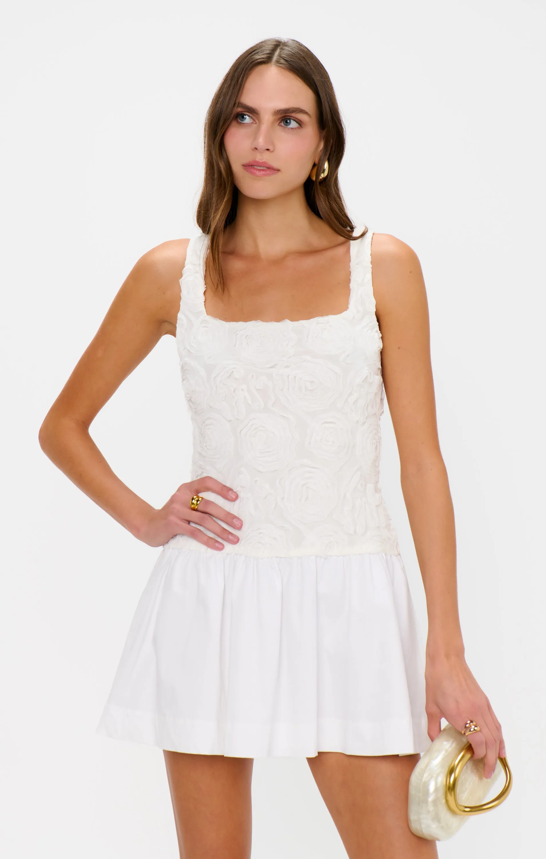 Robe courte Bradshaw ~ Tulle à rosette blanc