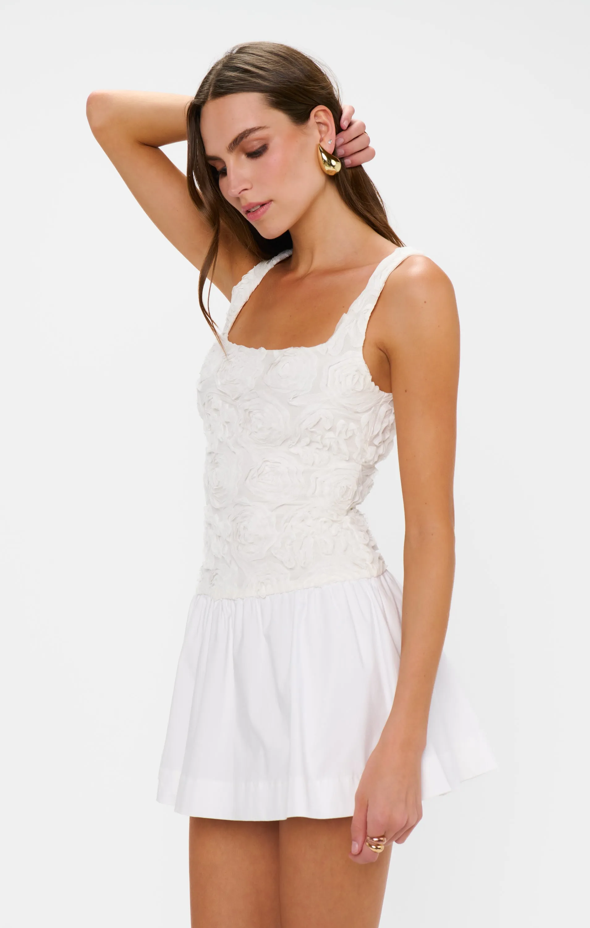 Robe courte Bradshaw ~ Tulle à rosette blanc