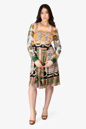 Robe Burberry en soie rose/multicolore à manches longues Novacheck Taille 6