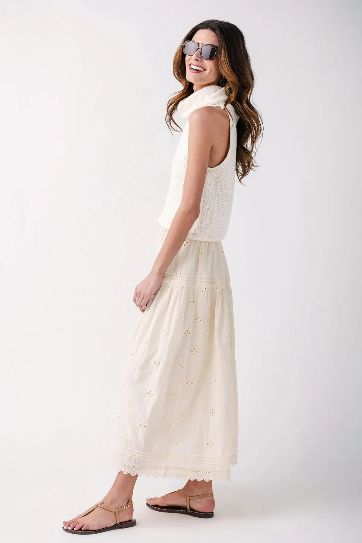 Jupe longue en coton ajouré By Together Woven
