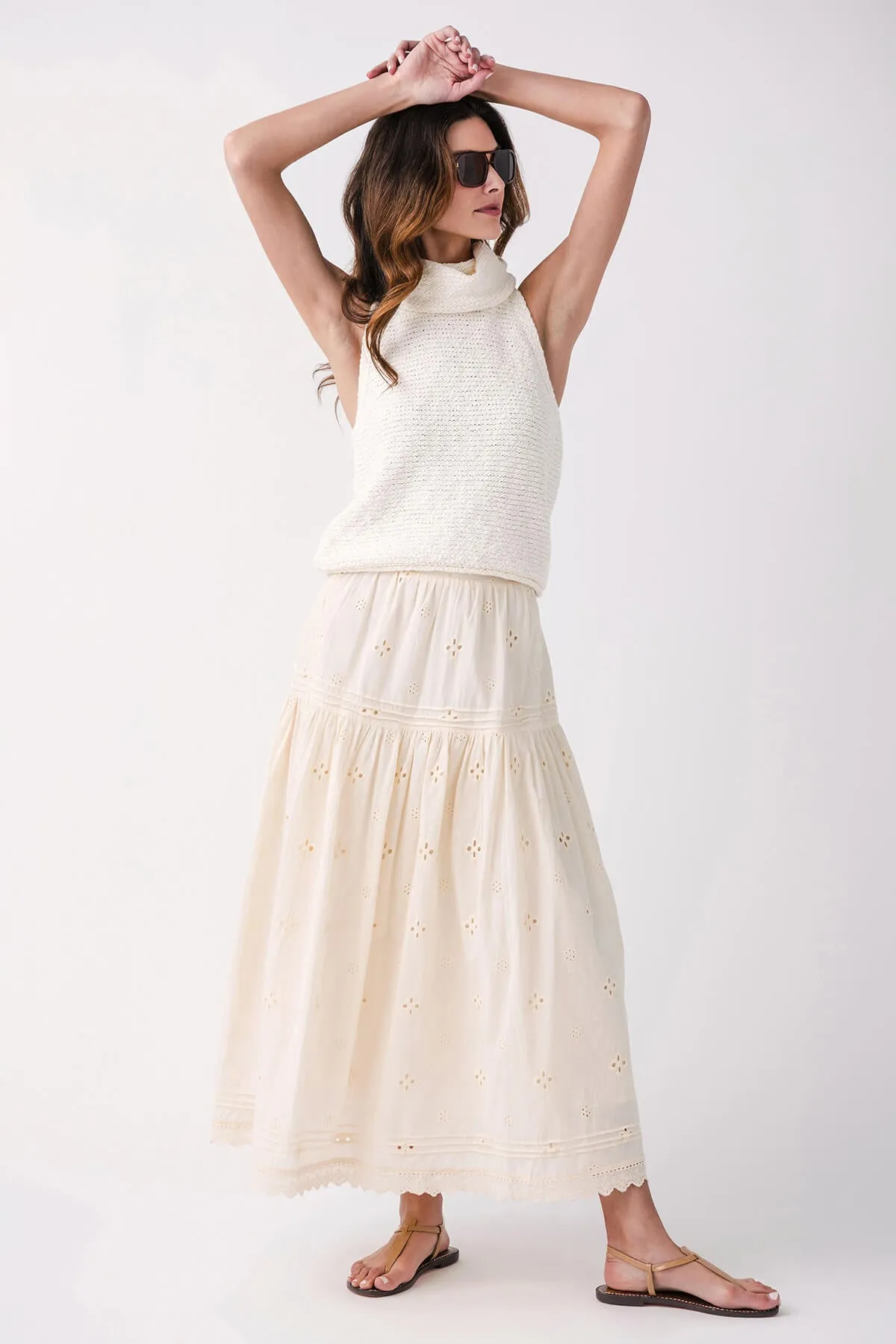 Jupe longue en coton ajouré By Together Woven
