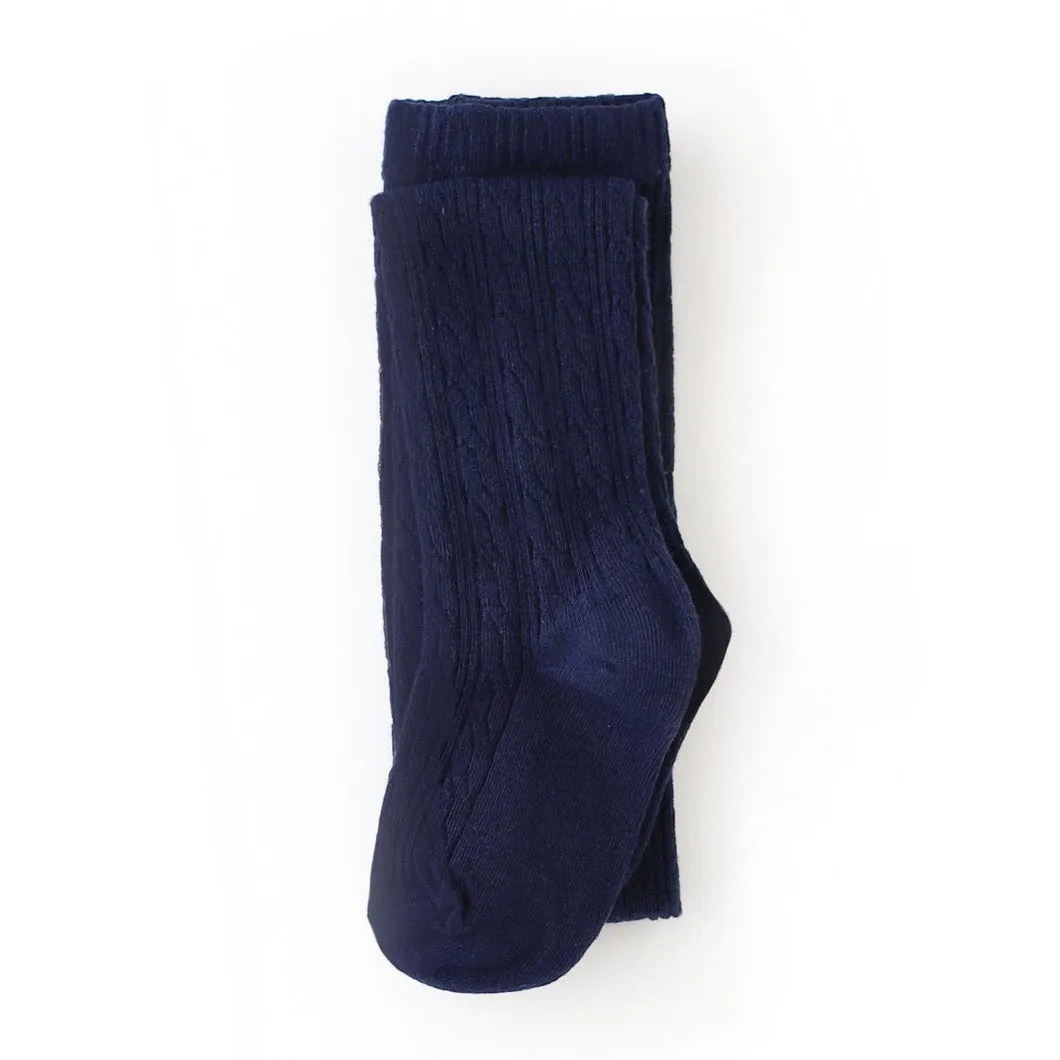 Collants à motif torsadé - Marine par Little Stocking Co.