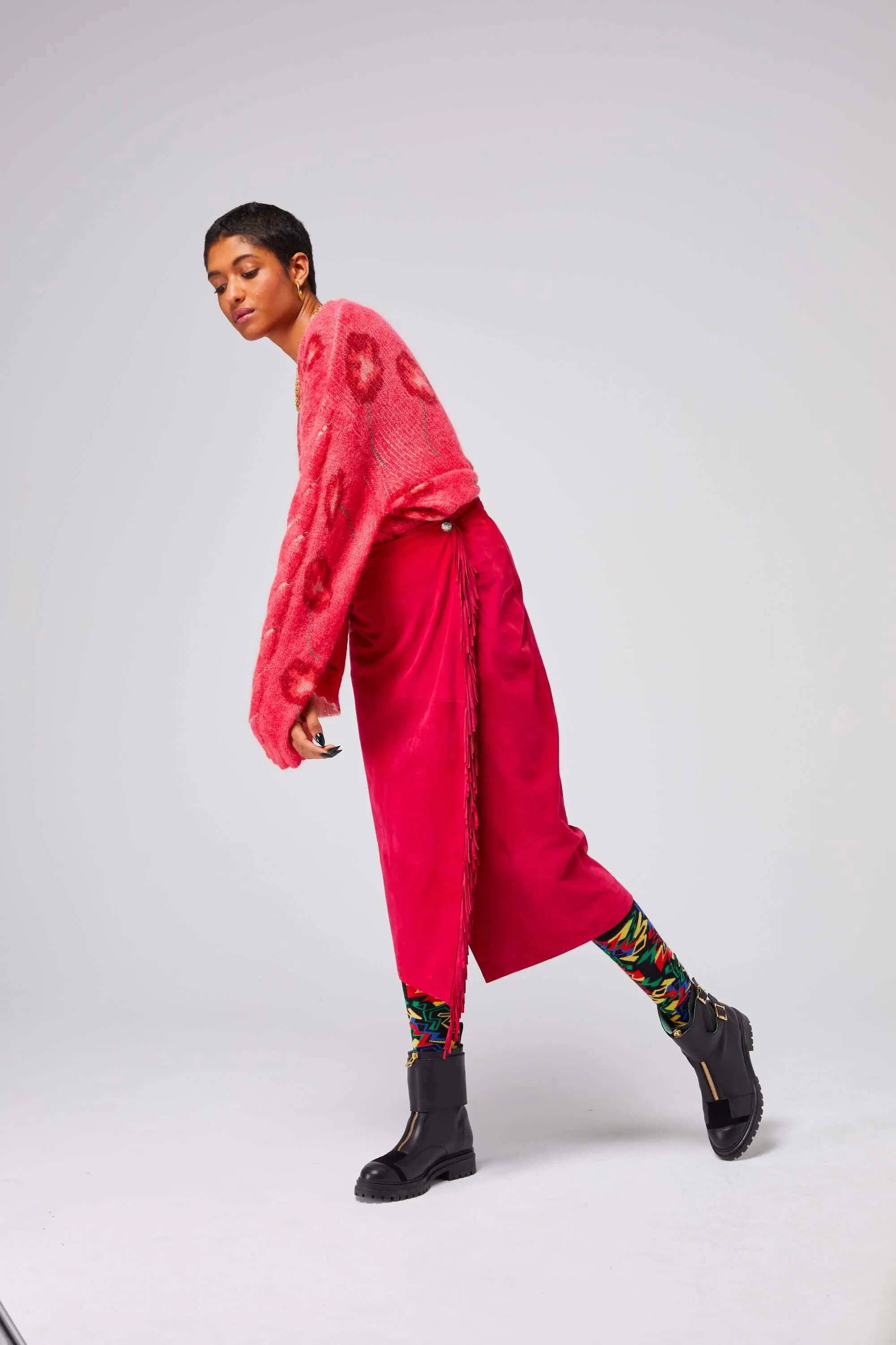 Jupe Calgary en suédine fuchsia