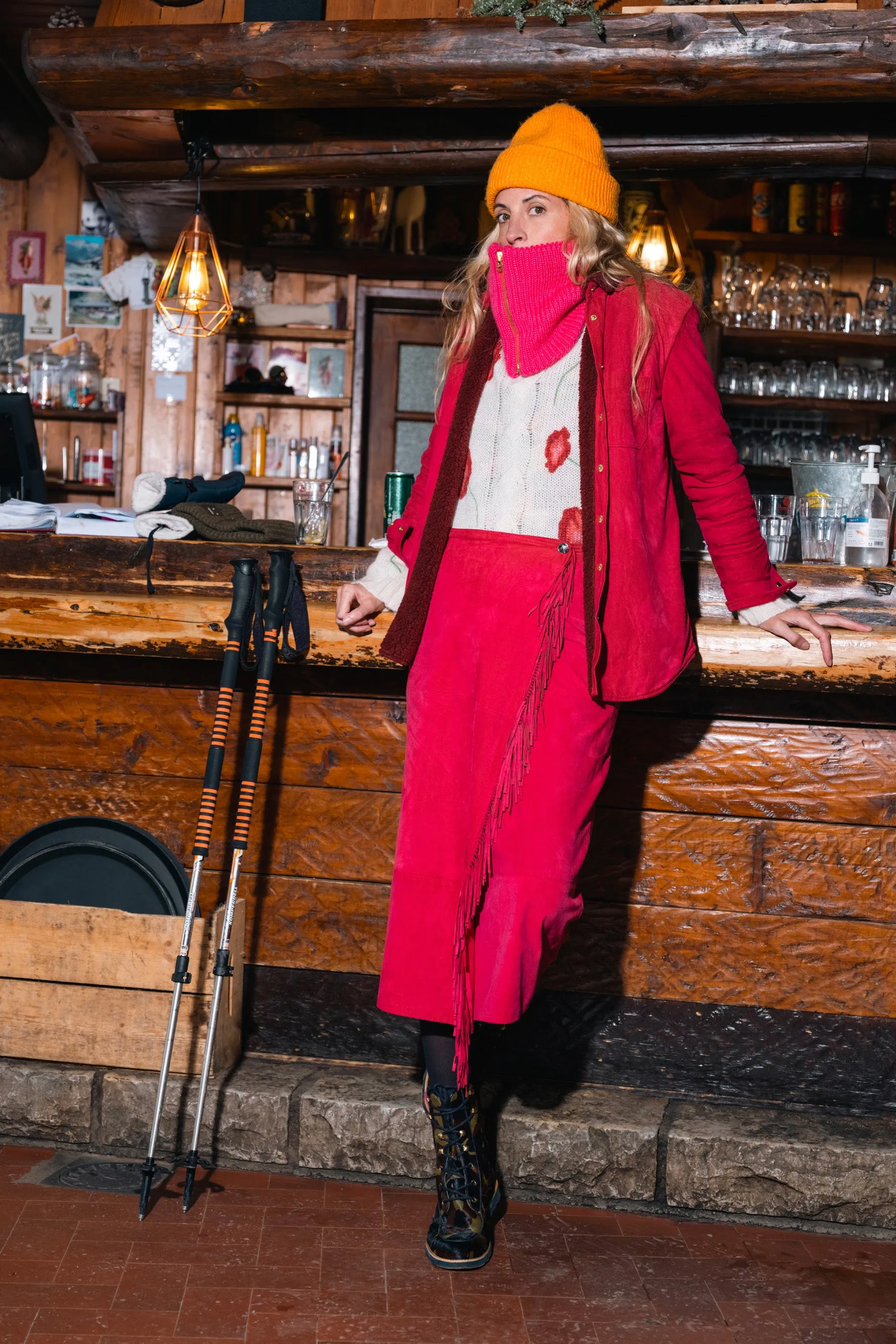 Jupe Calgary en suédine fuchsia