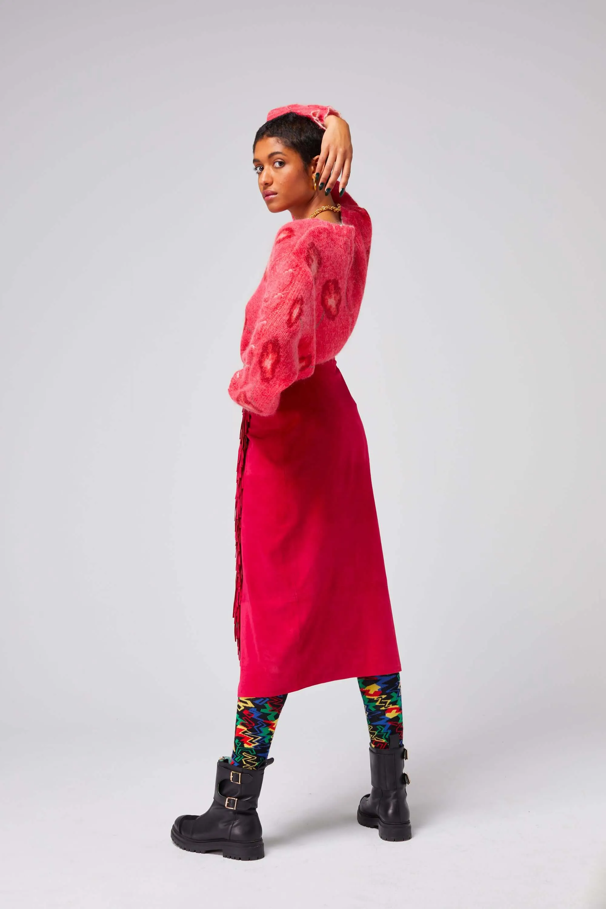 Jupe Calgary en suédine fuchsia