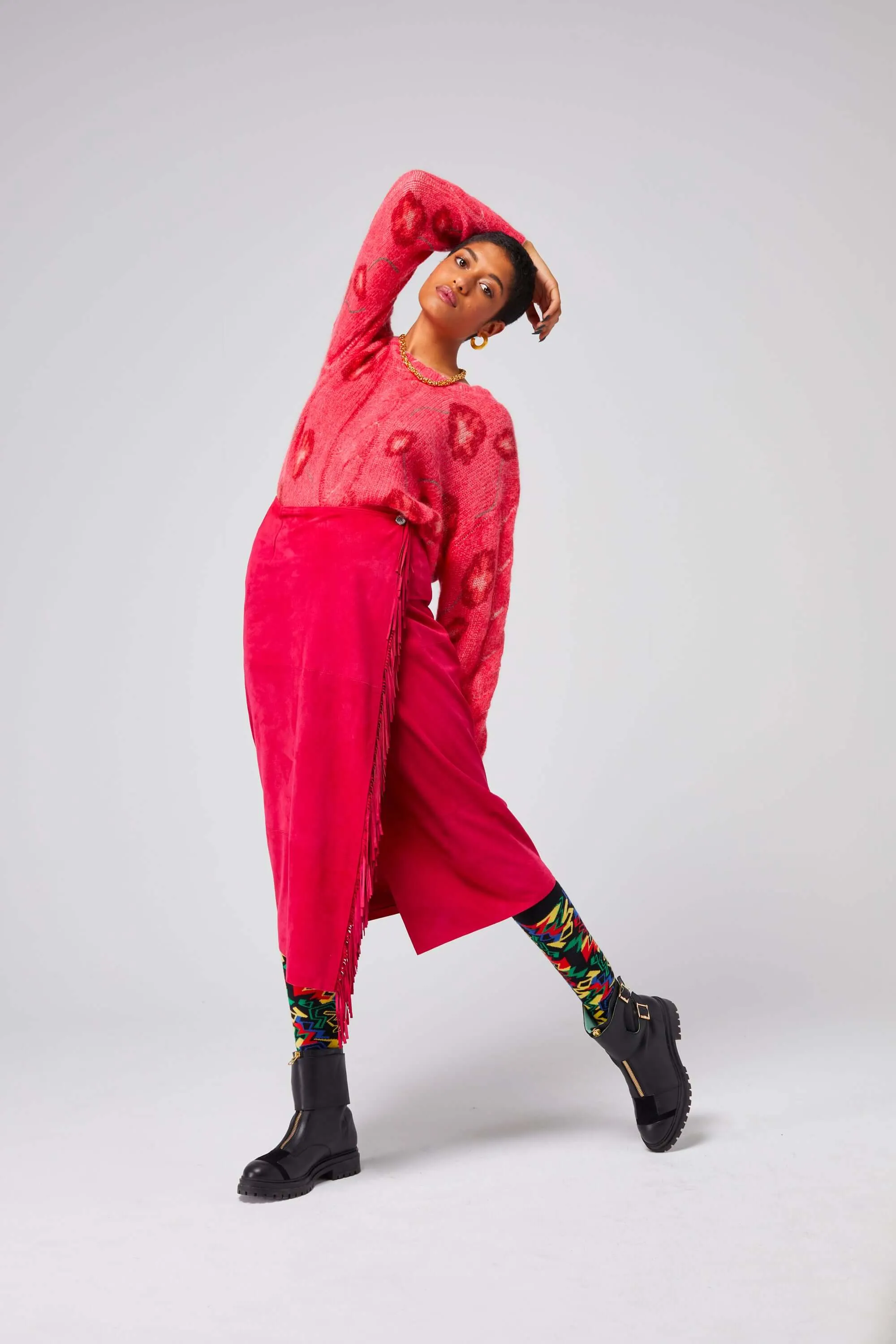 Jupe Calgary en suédine fuchsia
