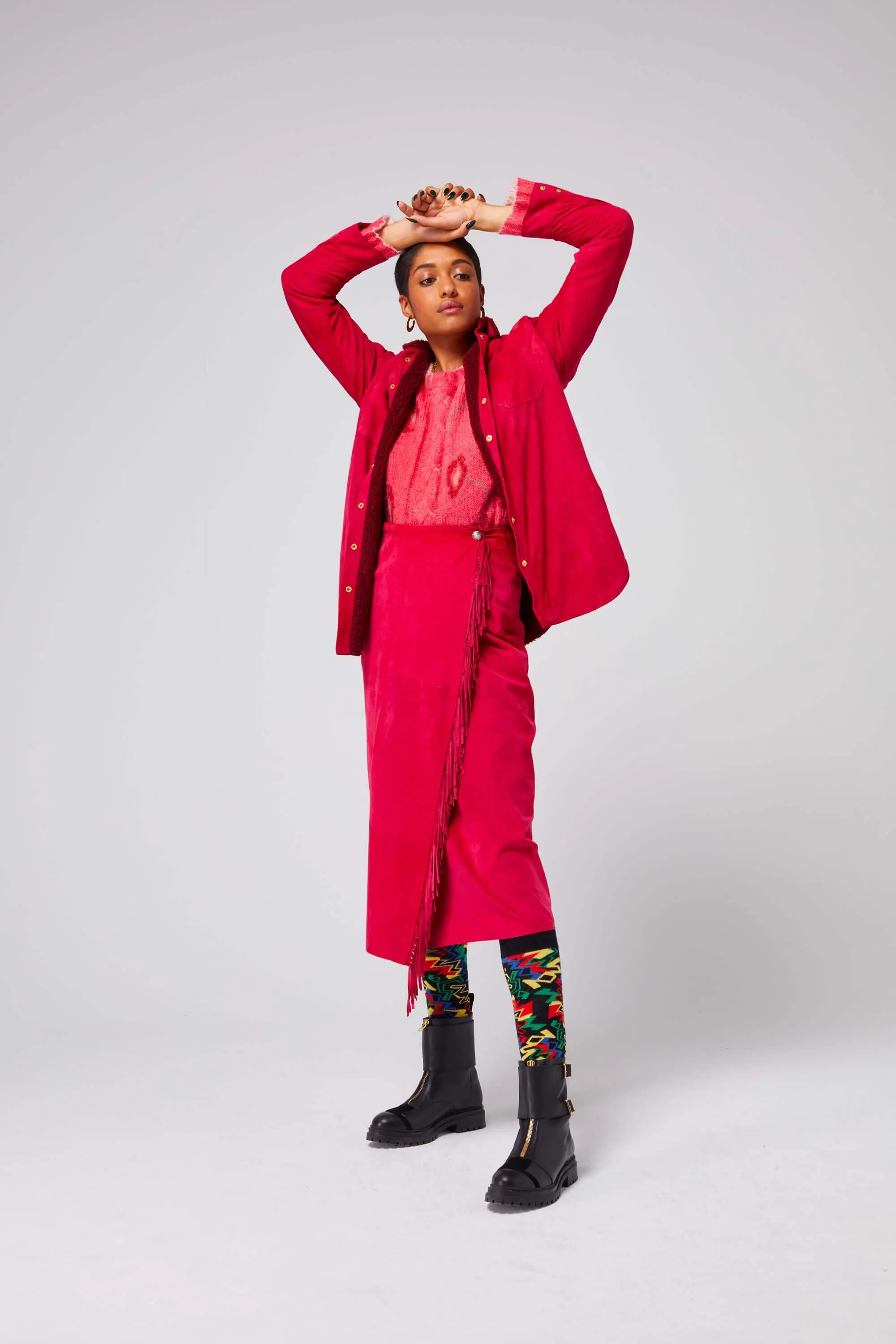 Jupe Calgary en suédine fuchsia