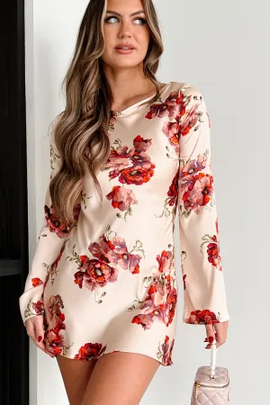 Robe Mini Florale Satin Call Me Lovely (Crème)