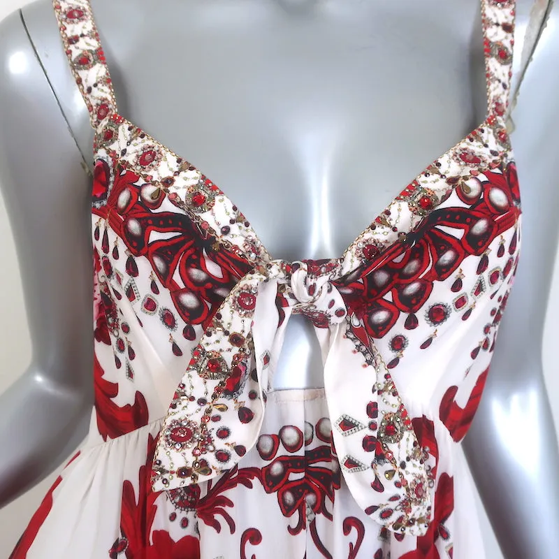 Robe à nouer Camilla Crown of Thorns imprimé floral blanc/rouge taille Extra Small