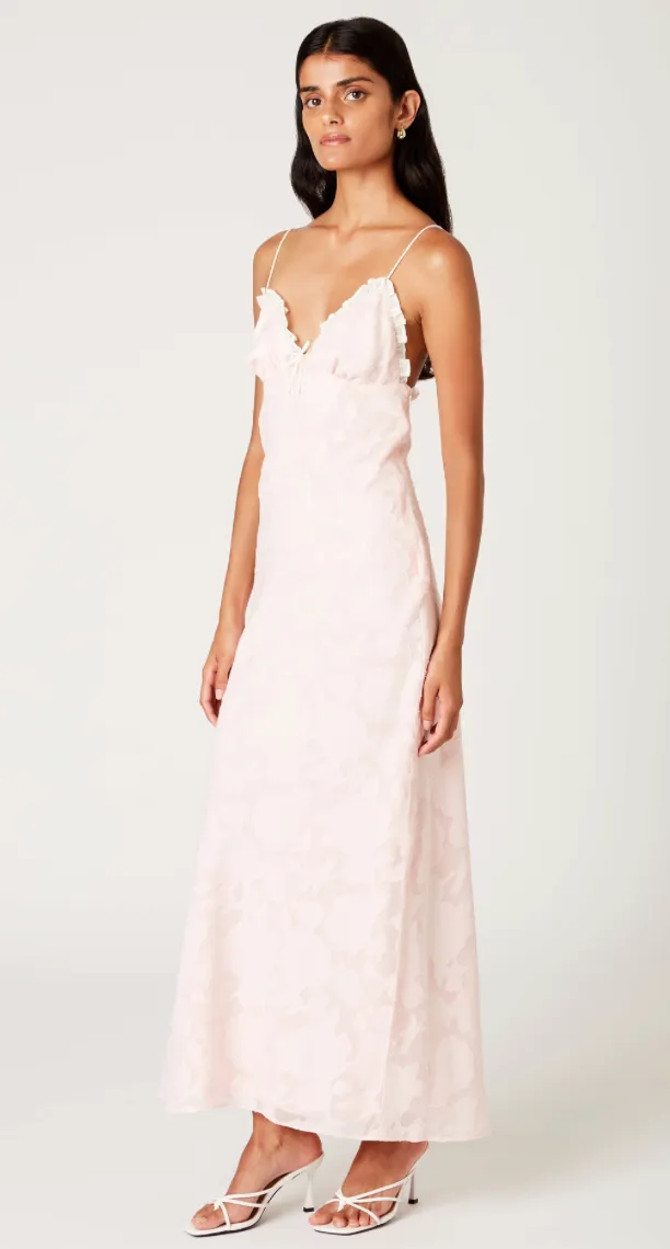 Robe longue florale rose Camille par NIA