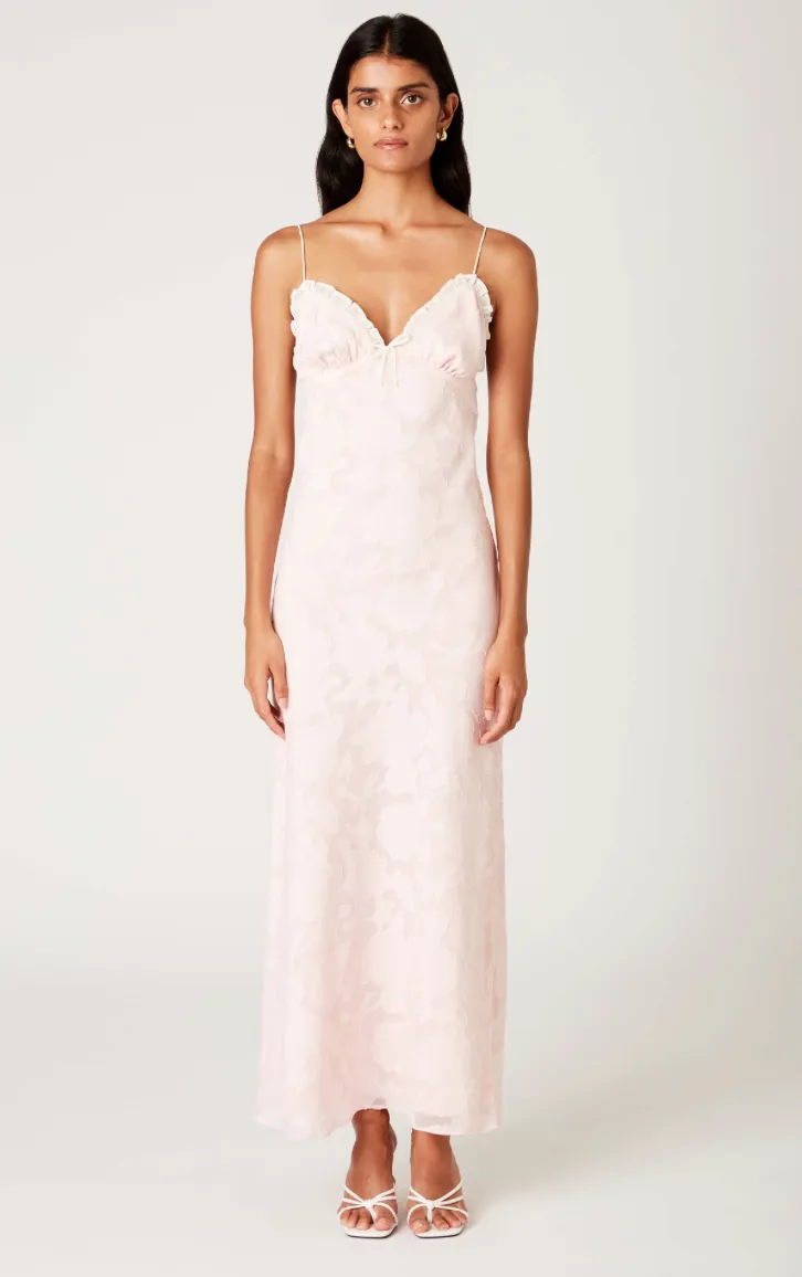 Robe longue florale rose Camille par NIA