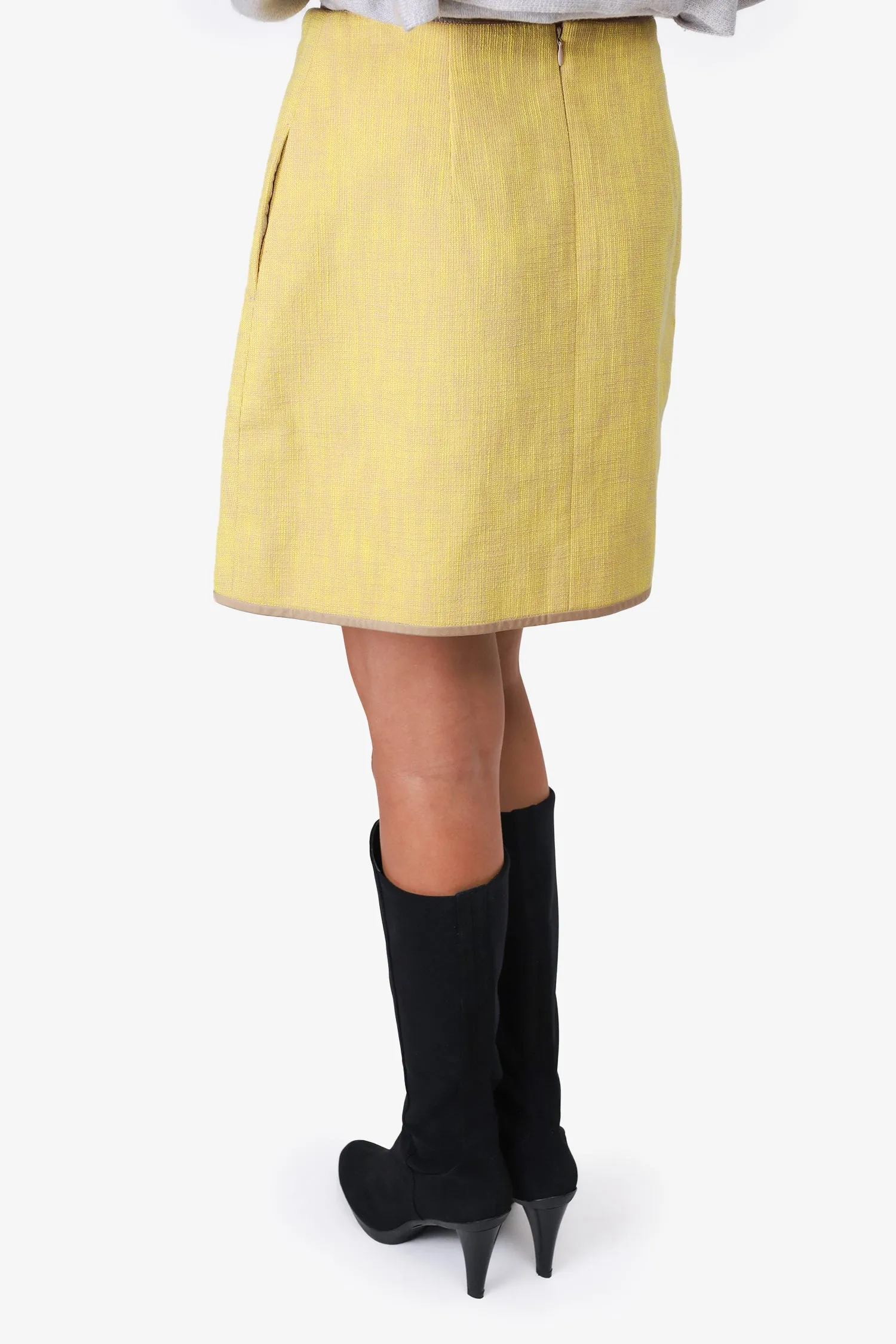 Jupe taille haute Carven avec passepoil jaune/beige Taille 38