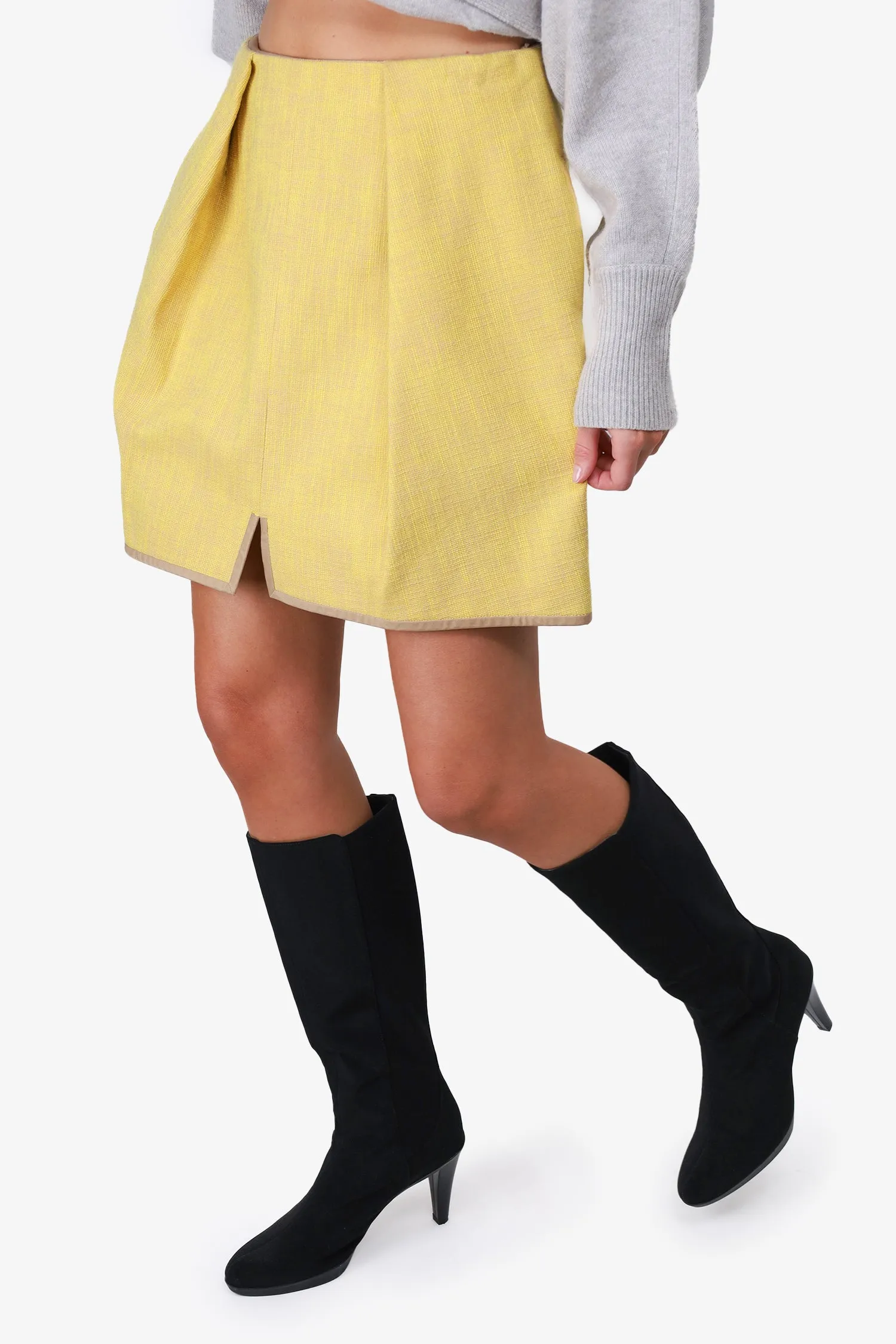 Jupe taille haute Carven avec passepoil jaune/beige Taille 38