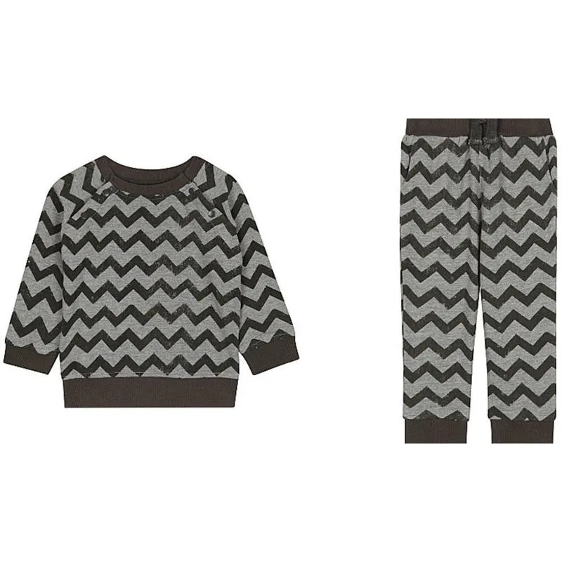 Haut et pantalon de survêtement gris charbon à motifs zigzag