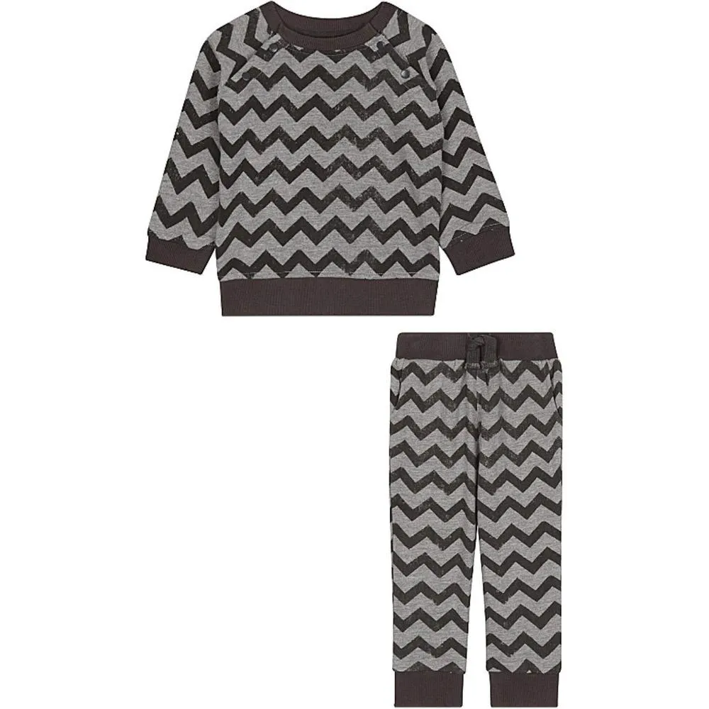 Haut et pantalon de survêtement gris charbon à motifs zigzag