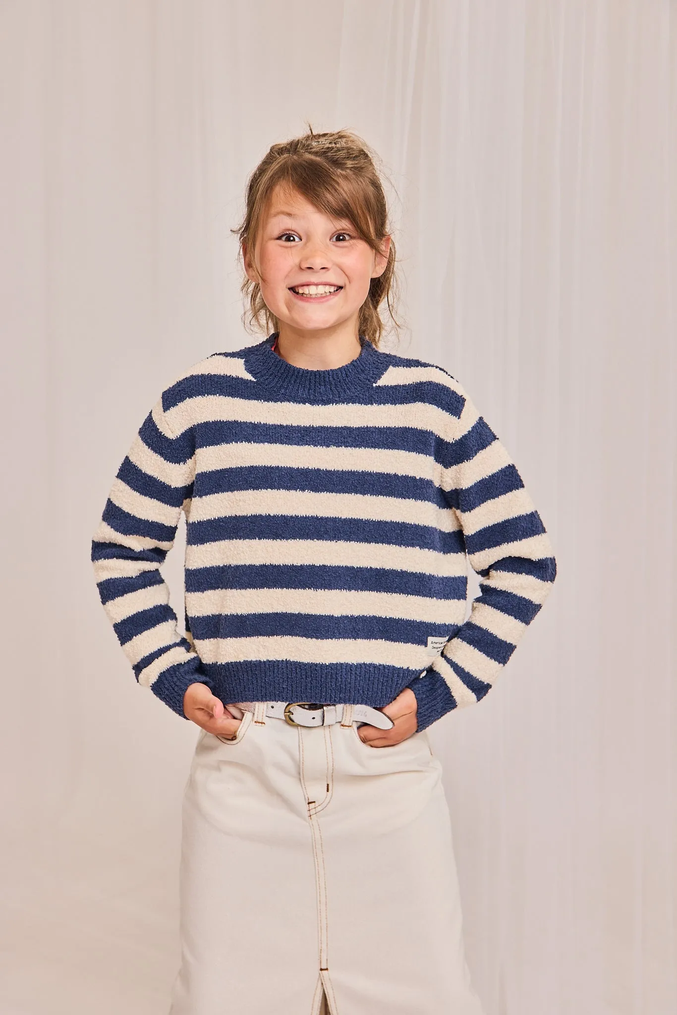 chock col en V rayé 000760 - indigo Ao76 Vêtements Garçons Filles