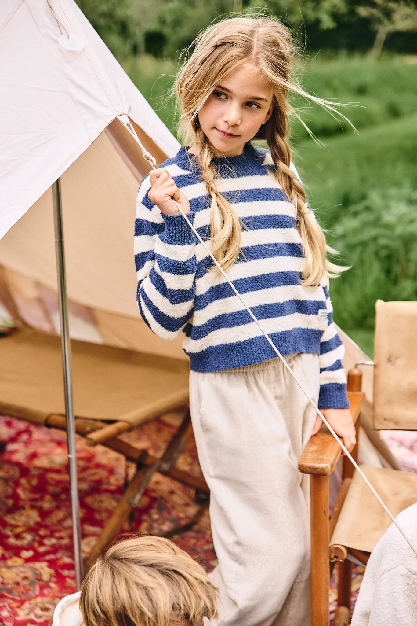 chock col en V rayé 000760 - indigo Ao76 Vêtements Garçons Filles