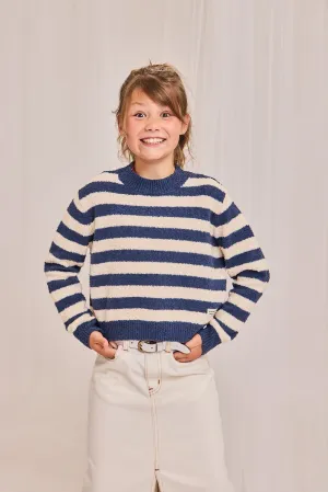 chock col en V rayé 000760 - indigo Ao76 Vêtements Garçons Filles
