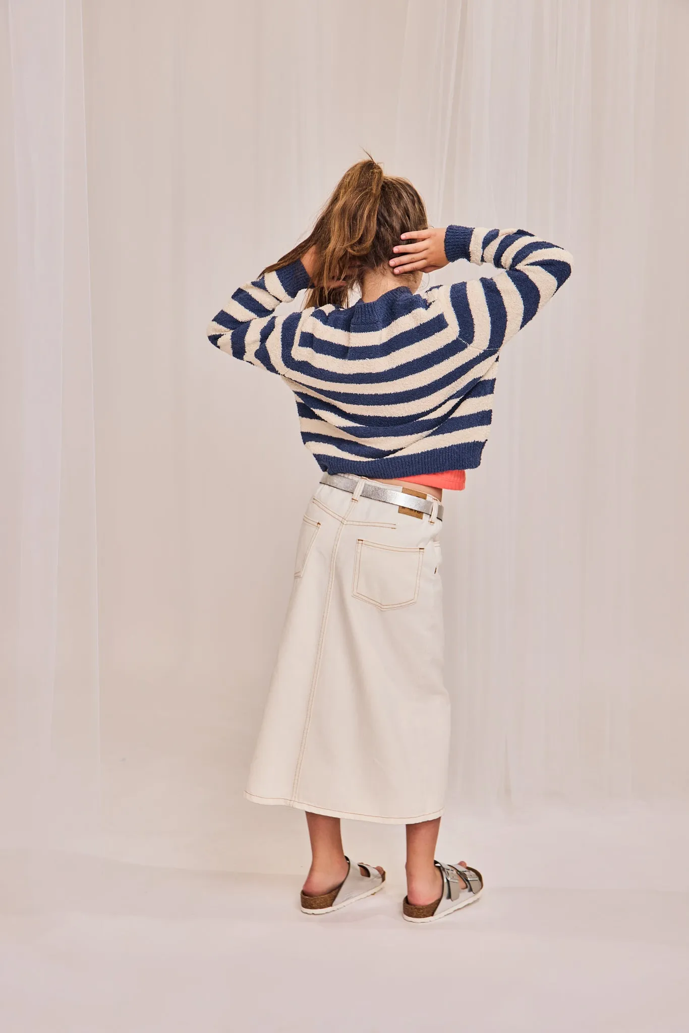 chock col en V rayé 000760 - indigo Ao76 Vêtements Garçons Filles