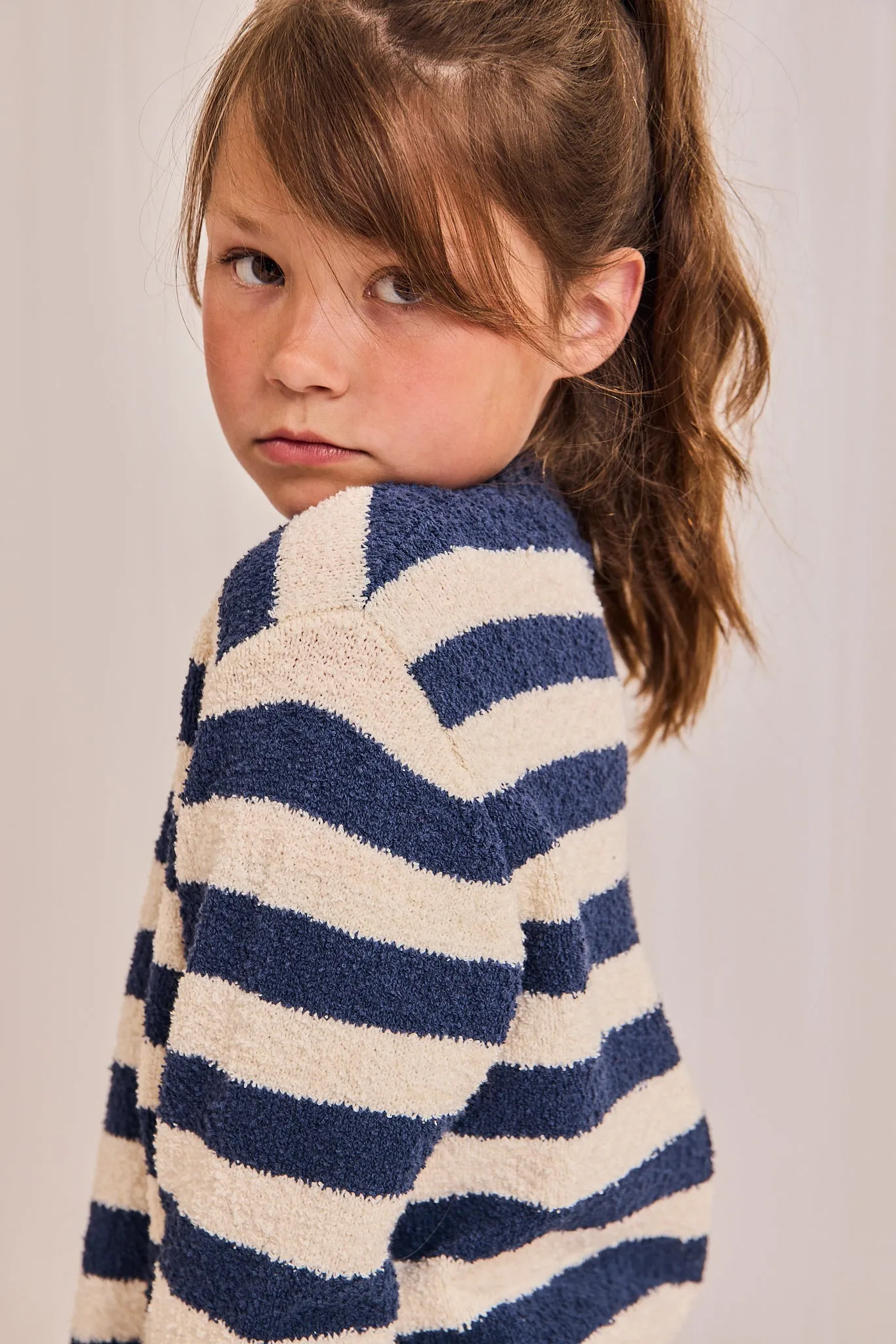 chock col en V rayé 000760 - indigo Ao76 Vêtements Garçons Filles