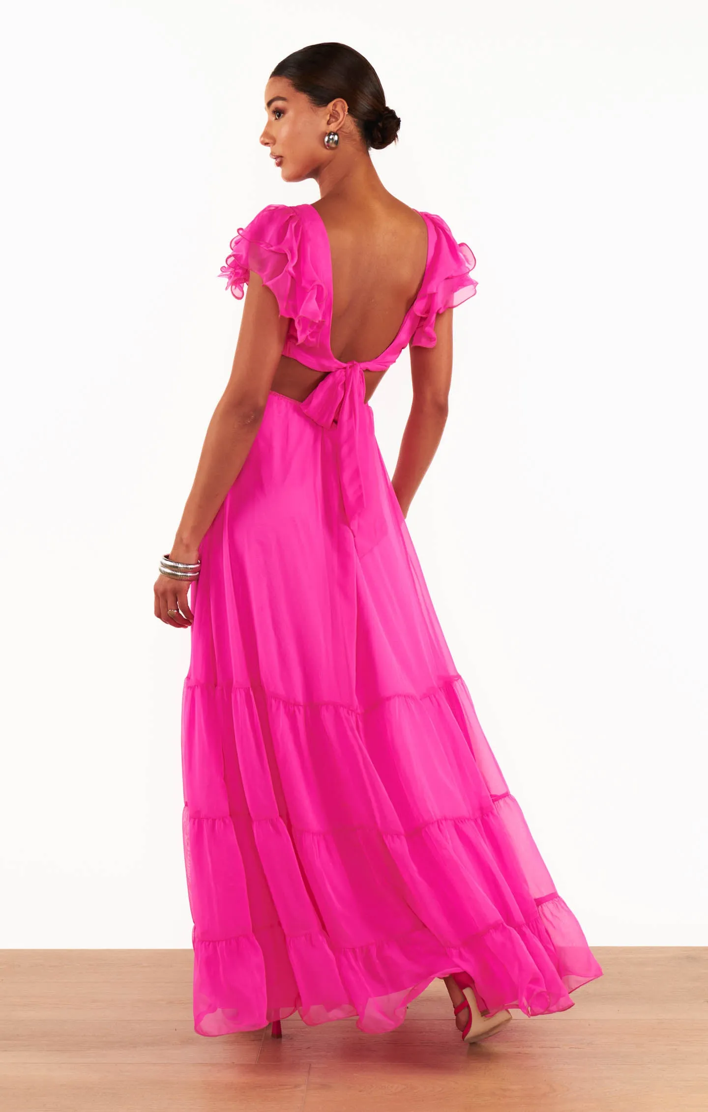 Robe Maxi Christine ~ Chiffon Rose Choquant