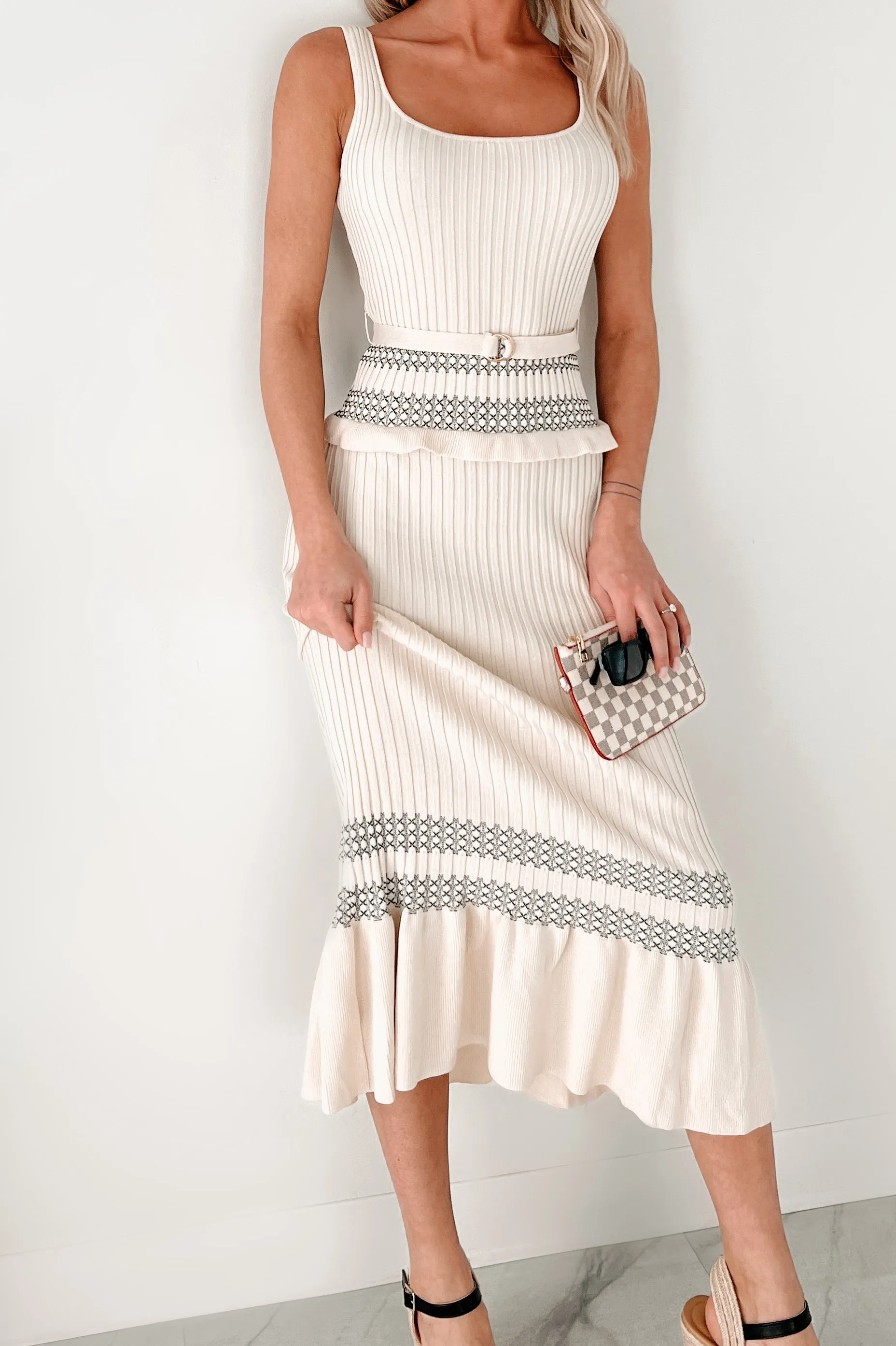 Robe mi-longue en jersey confortable et silencieuse (Crème)