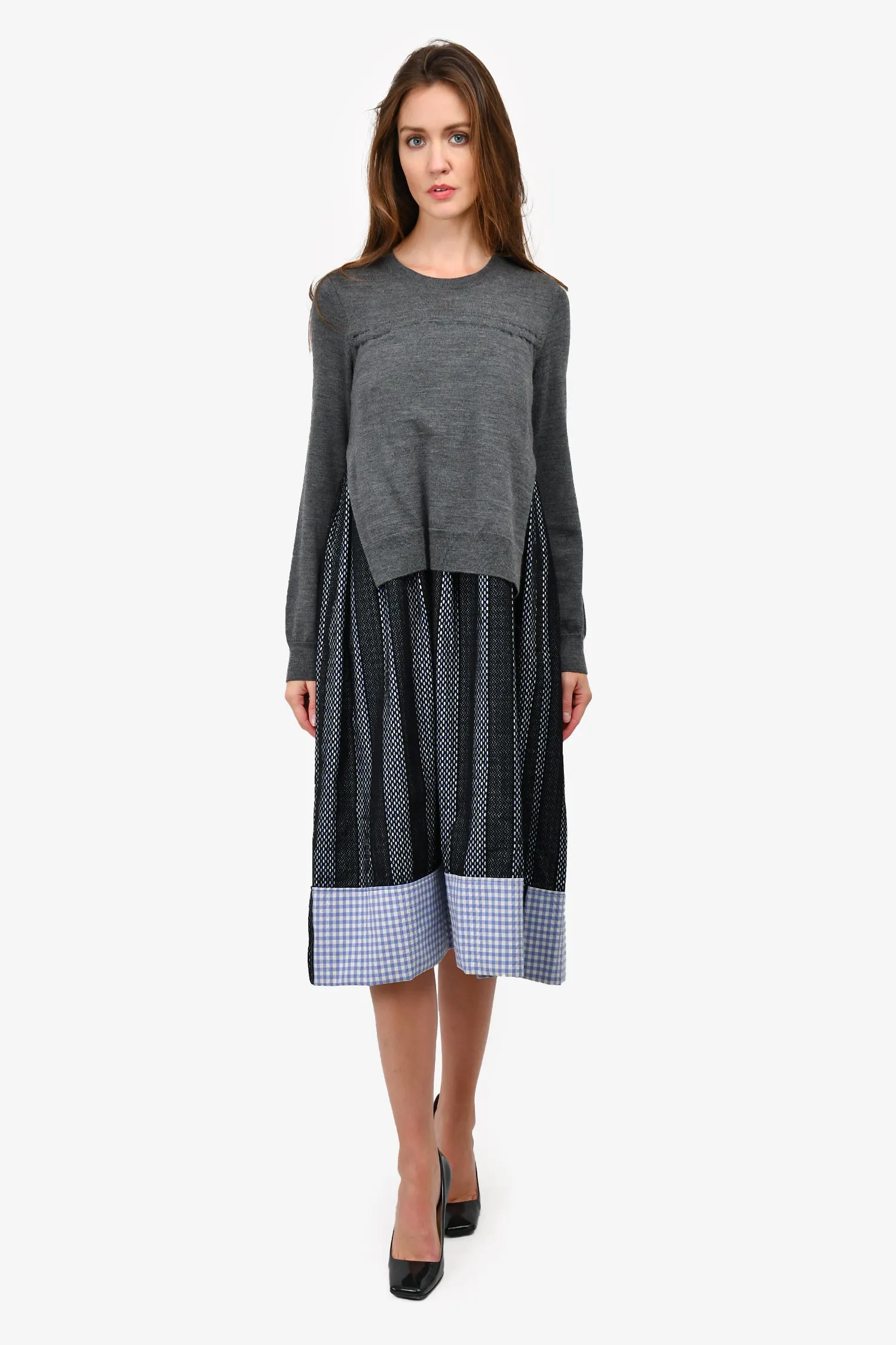 Robe en maille/gris avec superposition de pull Comme des Garçons Taille M