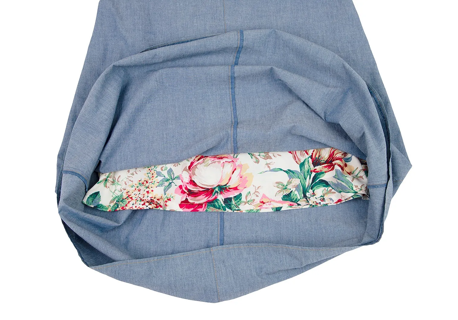 Comme des Garcons Japan. Robe à pans superposés en denim bleu JUNYA WATANABE