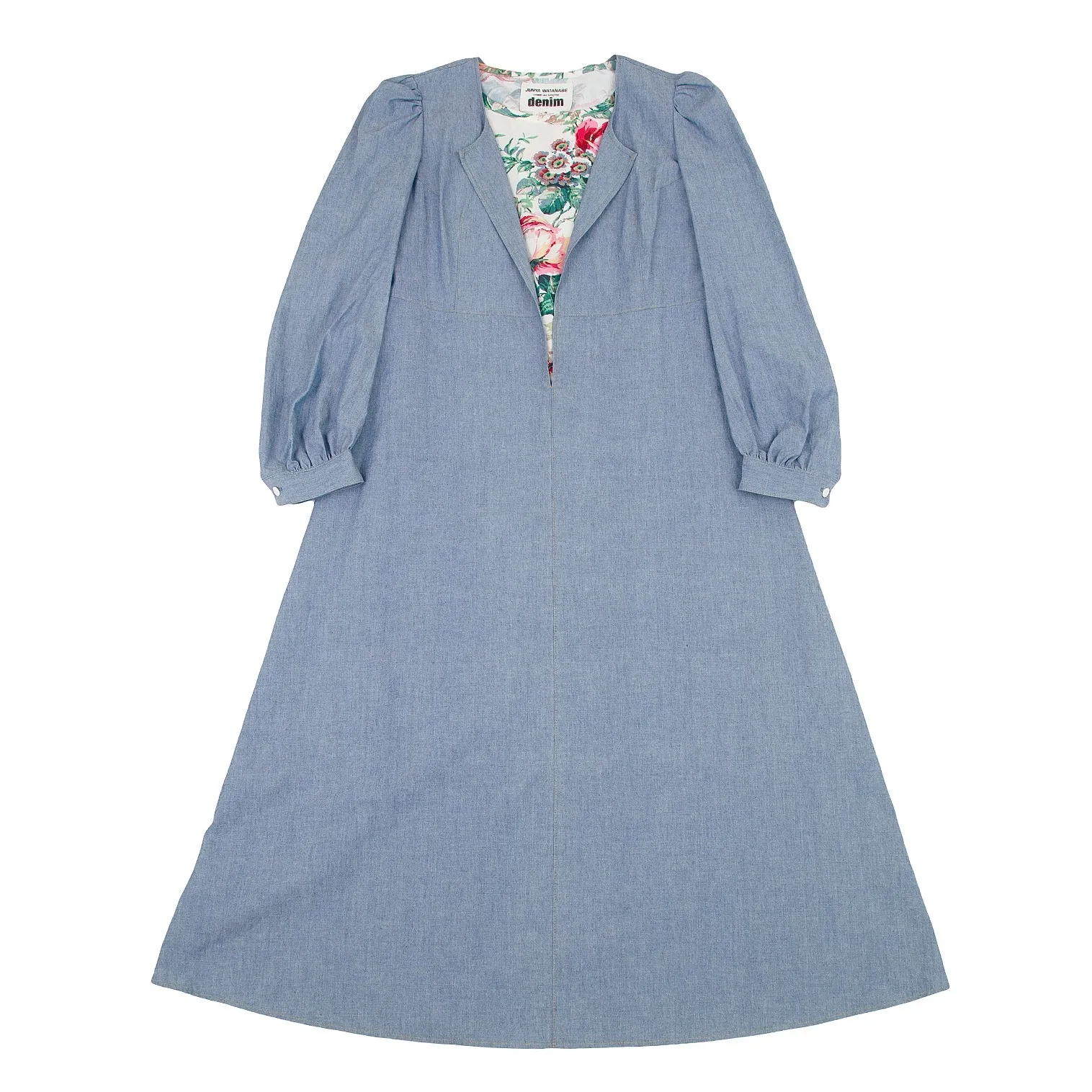 Comme des Garcons Japan. Robe à pans superposés en denim bleu JUNYA WATANABE
