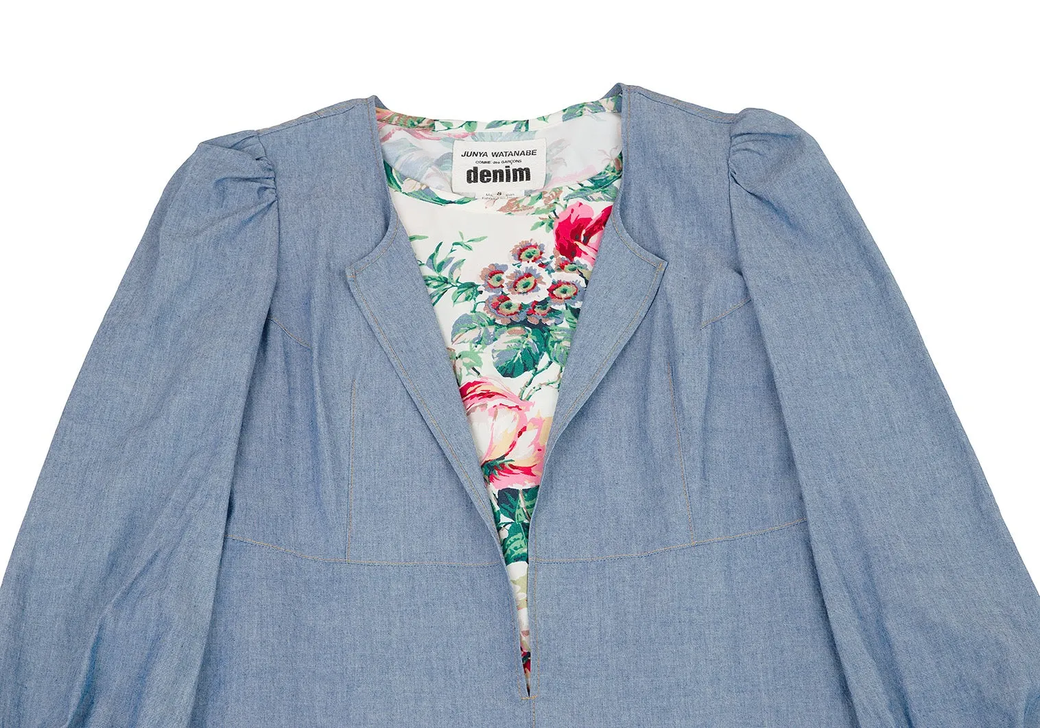 Comme des Garcons Japan. Robe à pans superposés en denim bleu JUNYA WATANABE