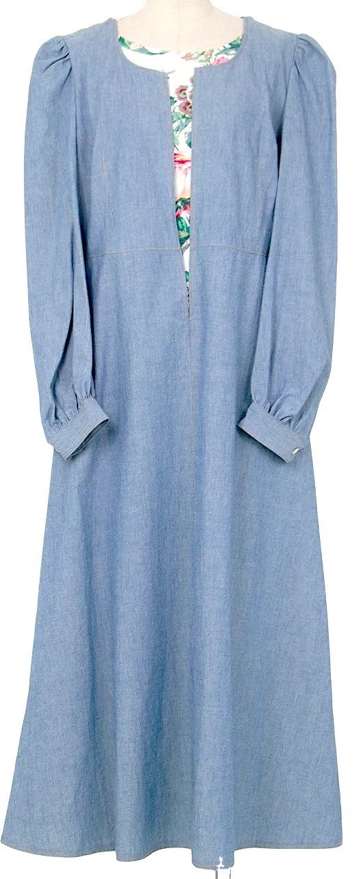 Comme des Garcons Japan. Robe à pans superposés en denim bleu JUNYA WATANABE