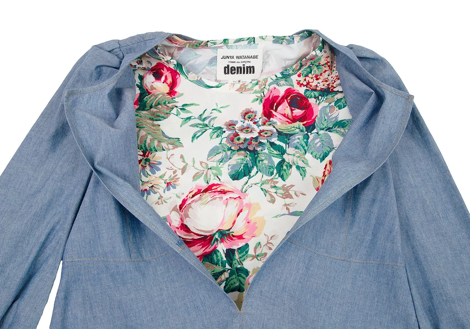 Comme des Garcons Japan. Robe à pans superposés en denim bleu JUNYA WATANABE