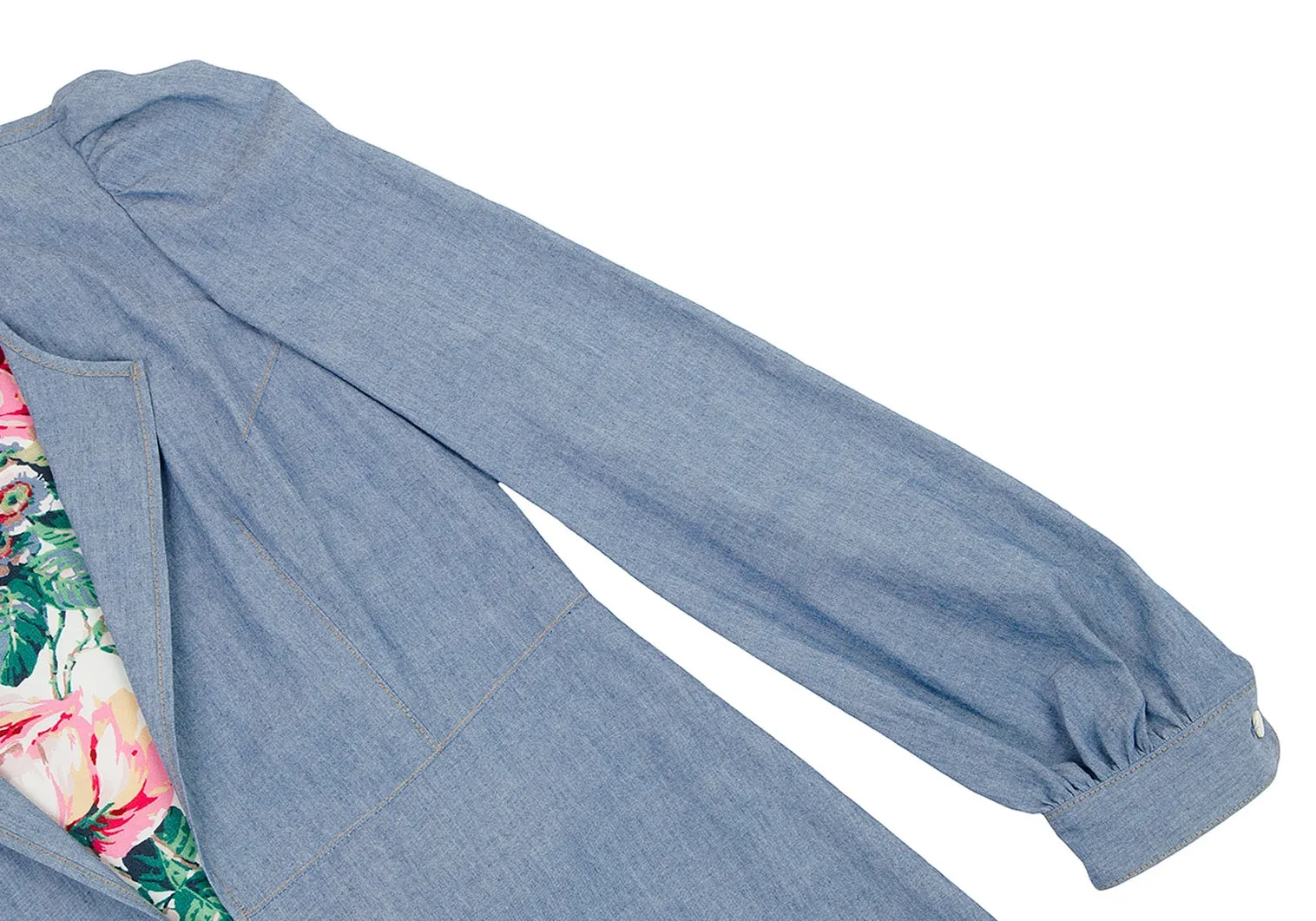 Comme des Garcons Japan. Robe à pans superposés en denim bleu JUNYA WATANABE