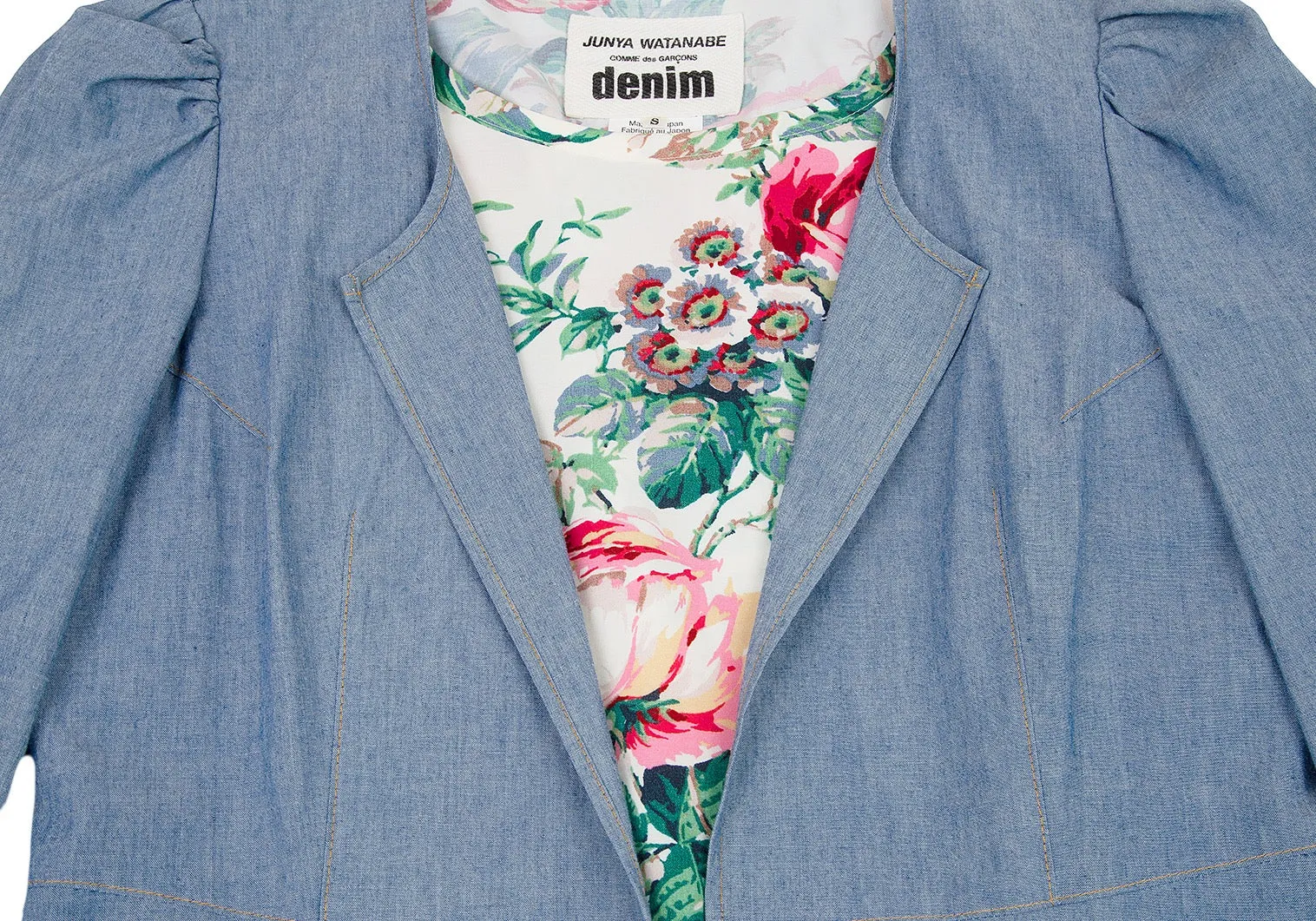 Comme des Garcons Japan. Robe à pans superposés en denim bleu JUNYA WATANABE