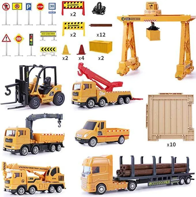 Ensembles de jouets de camion grue pour le transport de marchandises de construction
