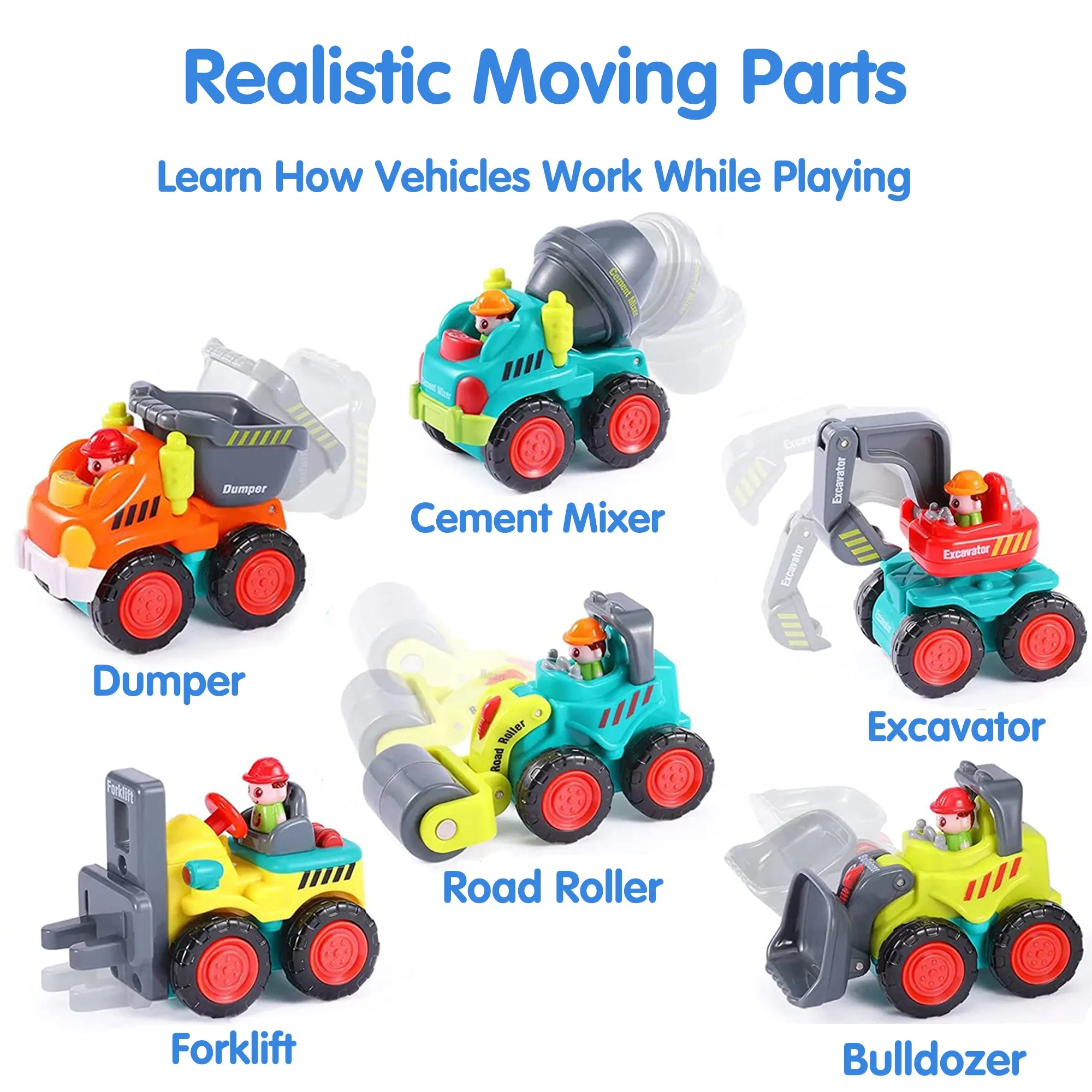 Camions Jouets de Construction, Mini Voitures à Pousser pour Bébé avec Tapis de Jeu