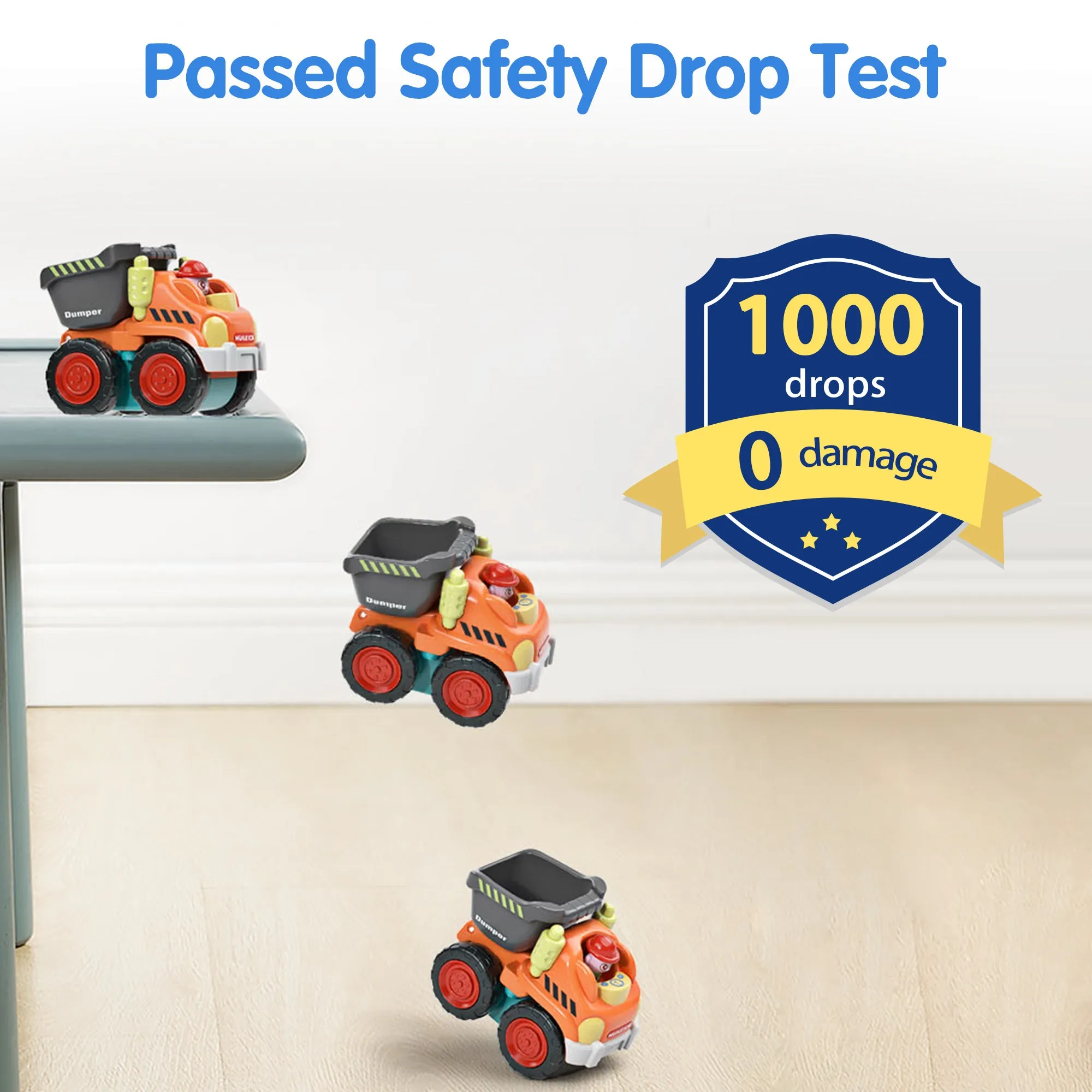 Camions Jouets de Construction, Mini Voitures à Pousser pour Bébé avec Tapis de Jeu