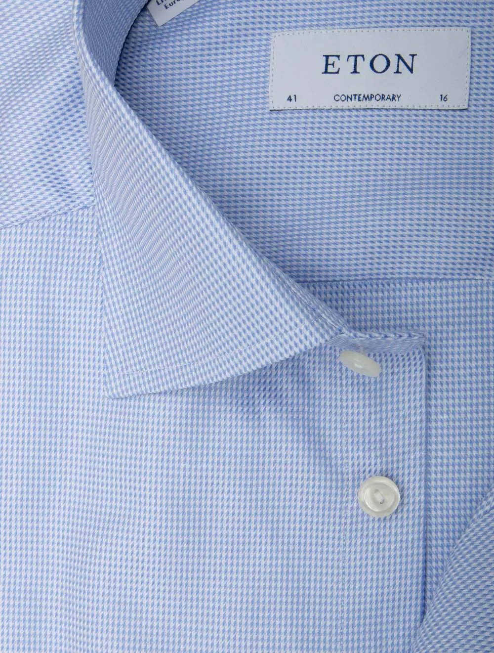 Chemise en coton sergé à motif contemporain Bleu