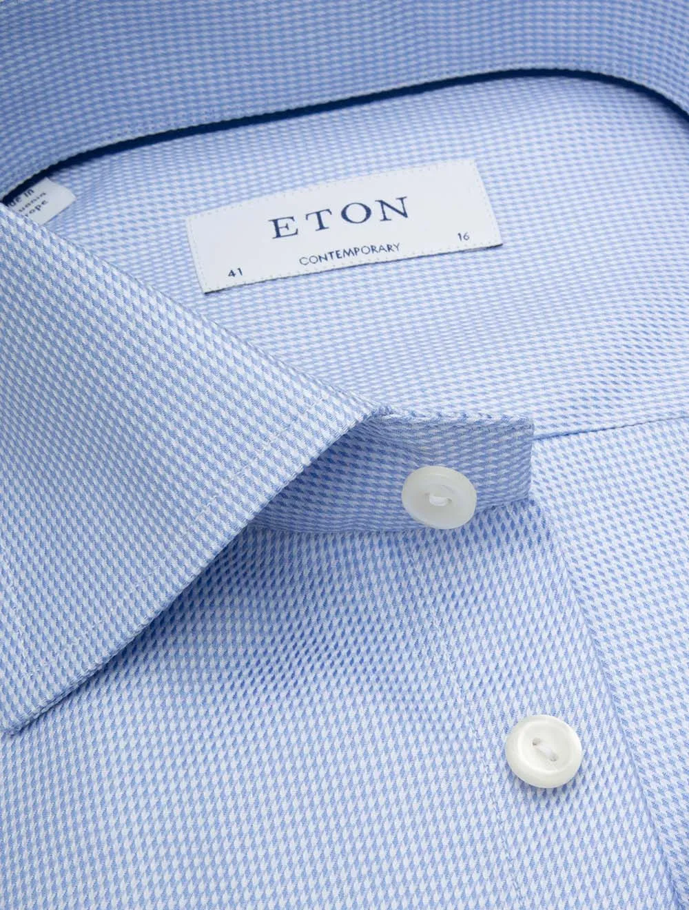 Chemise en coton sergé à motif contemporain Bleu