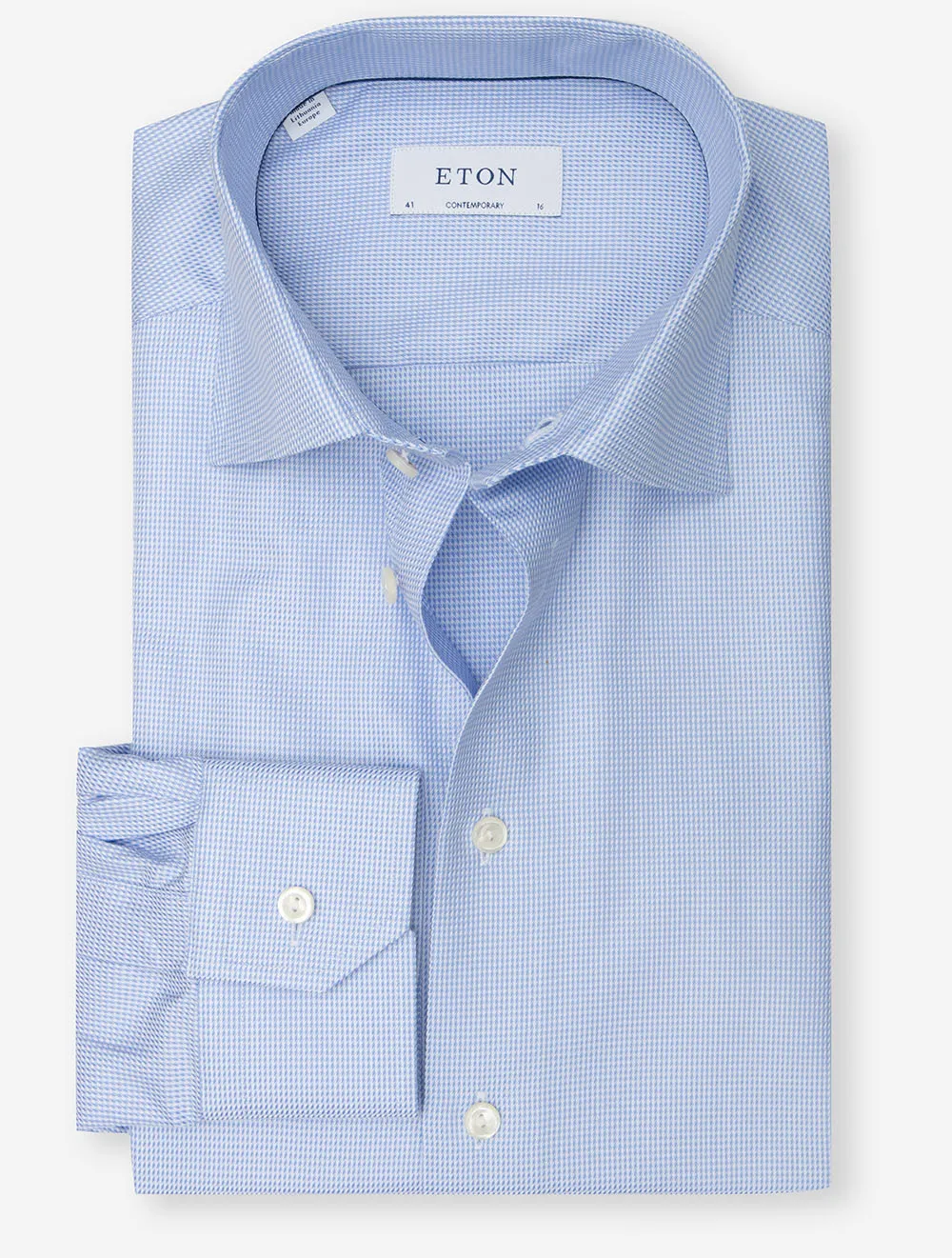 Chemise en coton sergé à motif contemporain Bleu