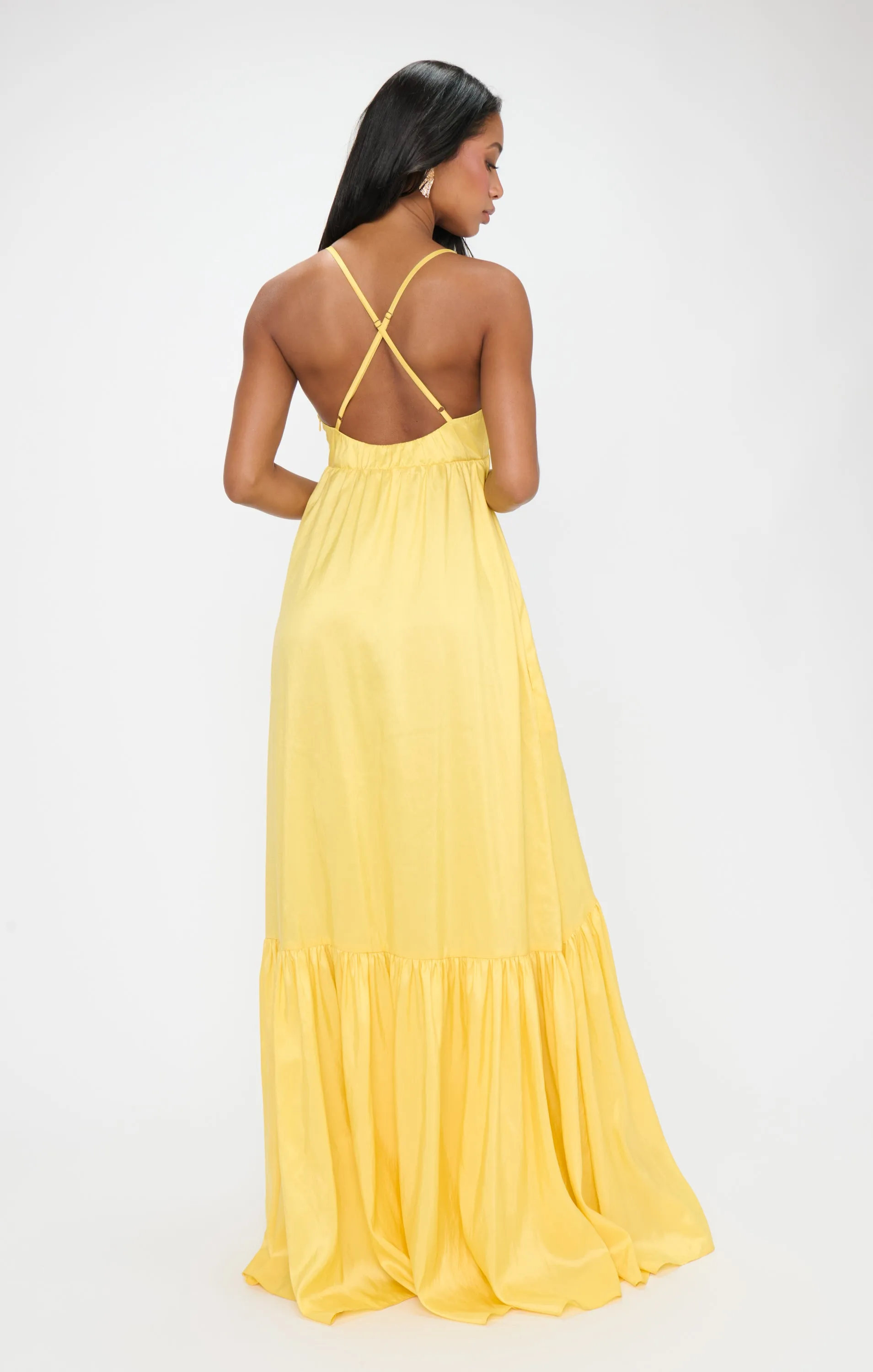 Robe longue Corrine ~ Taffetas jaune clair