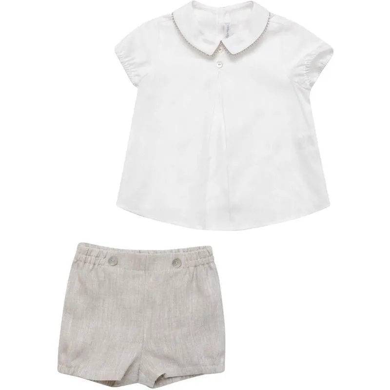 Chemise crème avec short beige