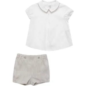 Chemise crème avec short beige