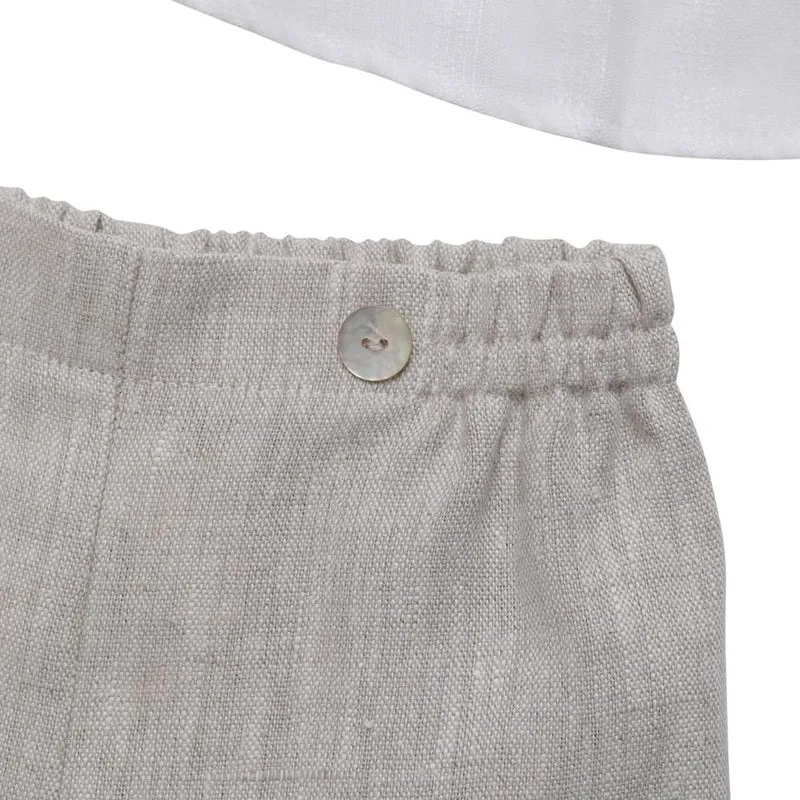 Chemise crème avec short beige
